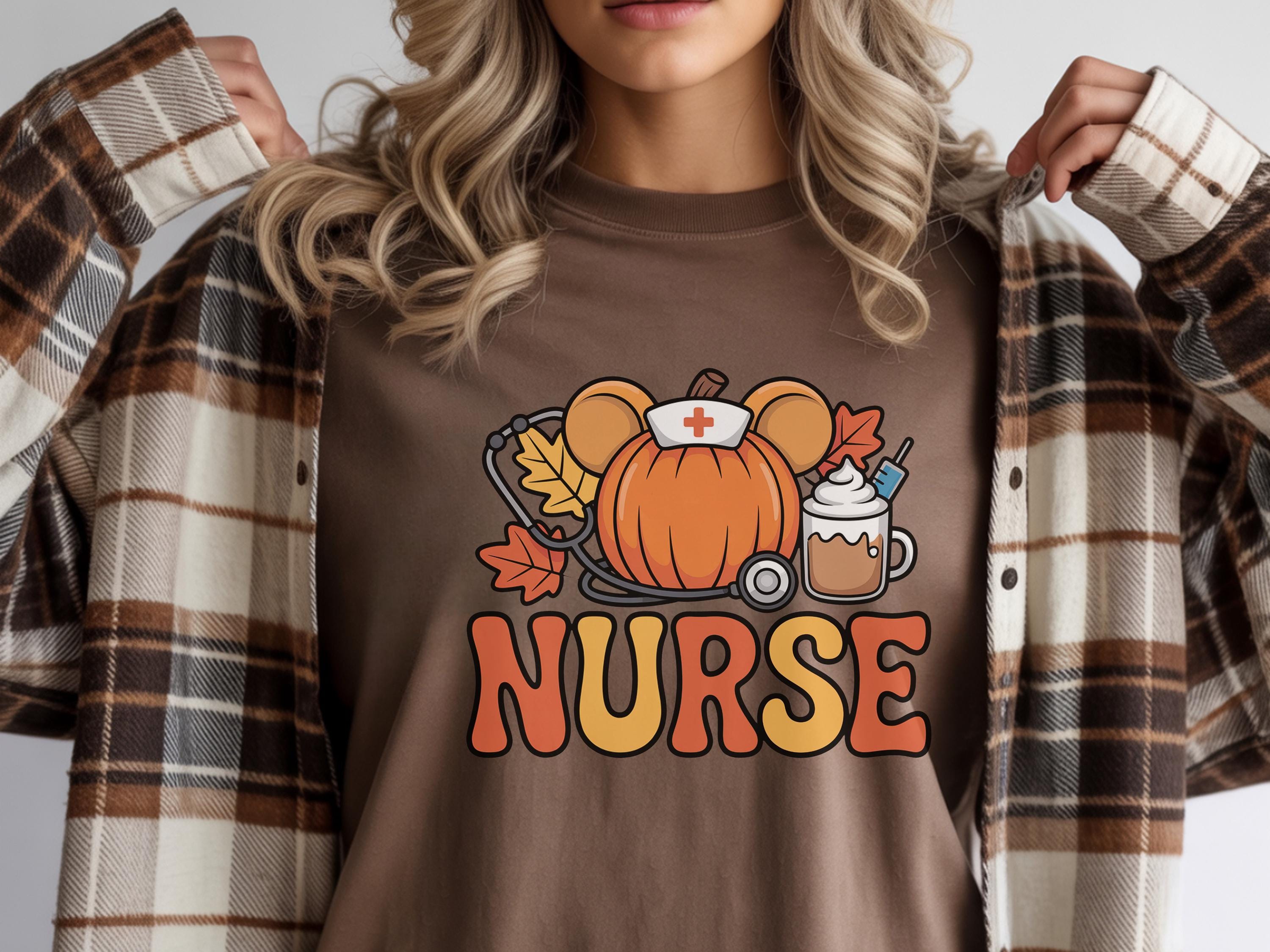 Fall Pumpkin Nurse Sweatshirt, Cute Autumn Nurse Sweatshirt with Leaves pumpkin spice, Gift for Nurse, Medical staff Crewneck