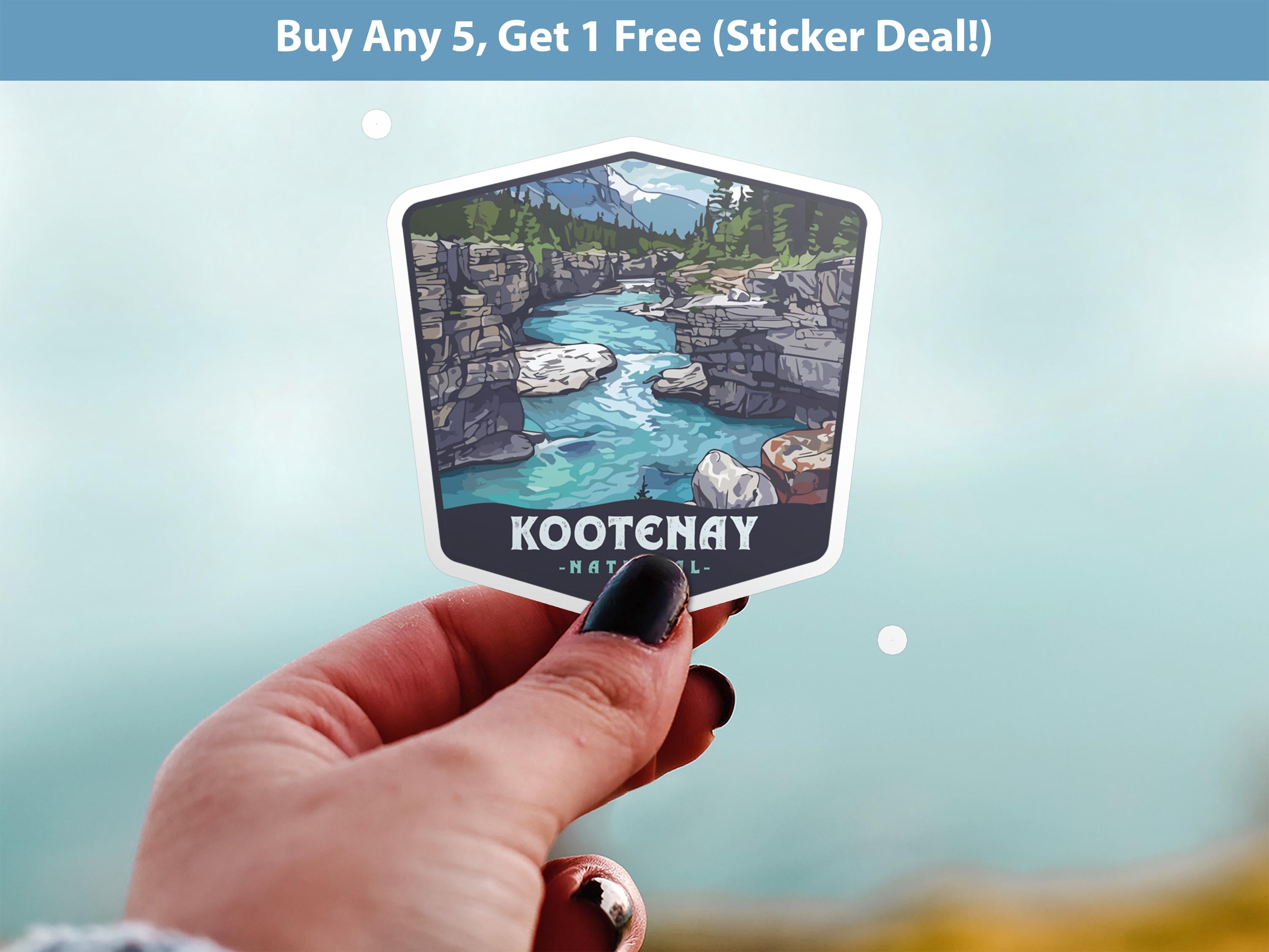 kootenay National Park Sticker, Vinyl Canada British Columbia, Retro Water Bottle Decal Hiking