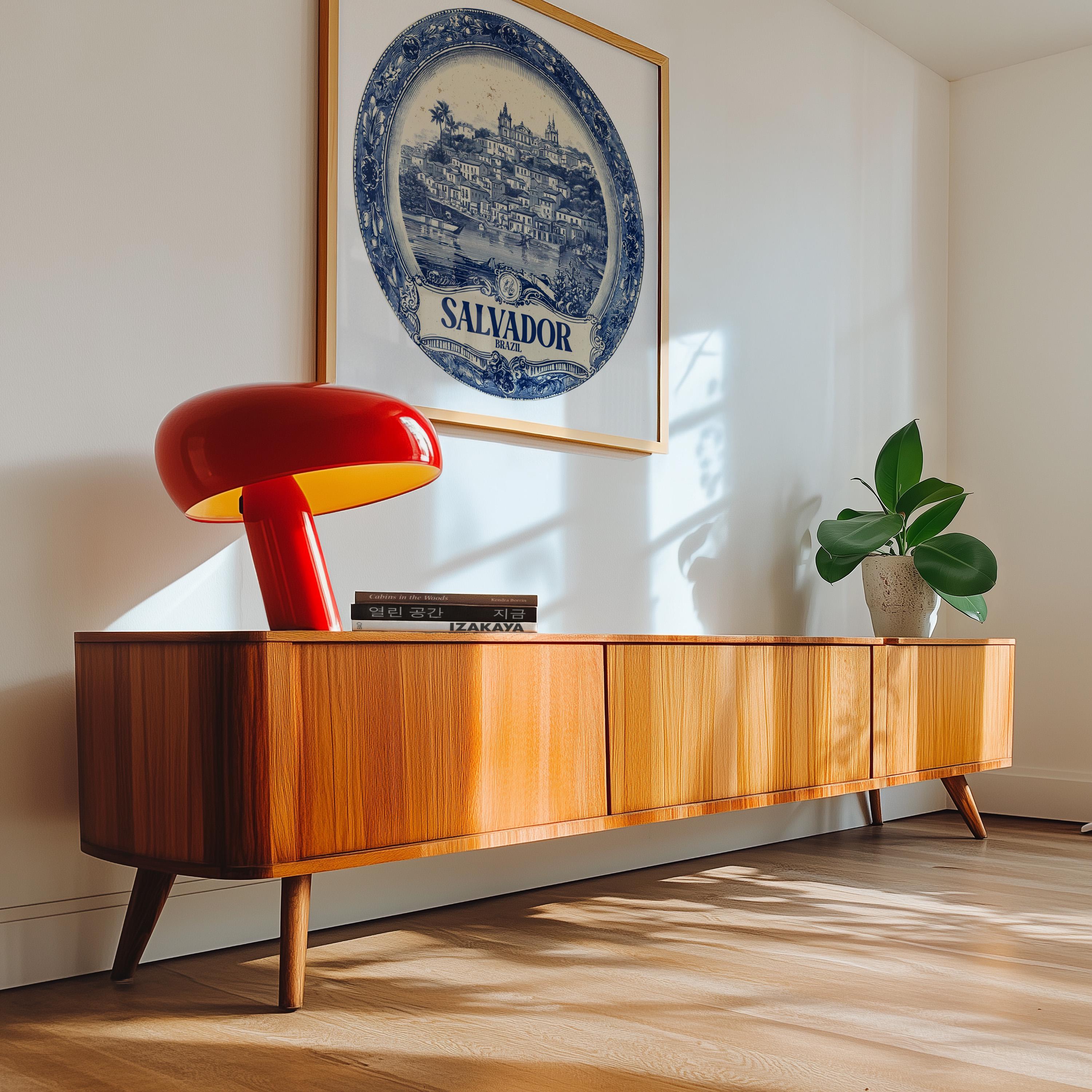 Salvador Brazil Wall Art, Vintage Delft Blue Poster, City Print, Travel Home Decor