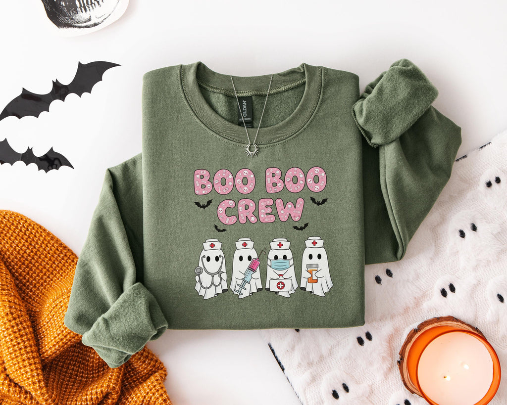 Boo Boo Crew Halloween Nurse Ghost Sweatshirt, Medical crew Shirt, Funny Fall Spooky Season Gift for Nurse or Healthcare Worker