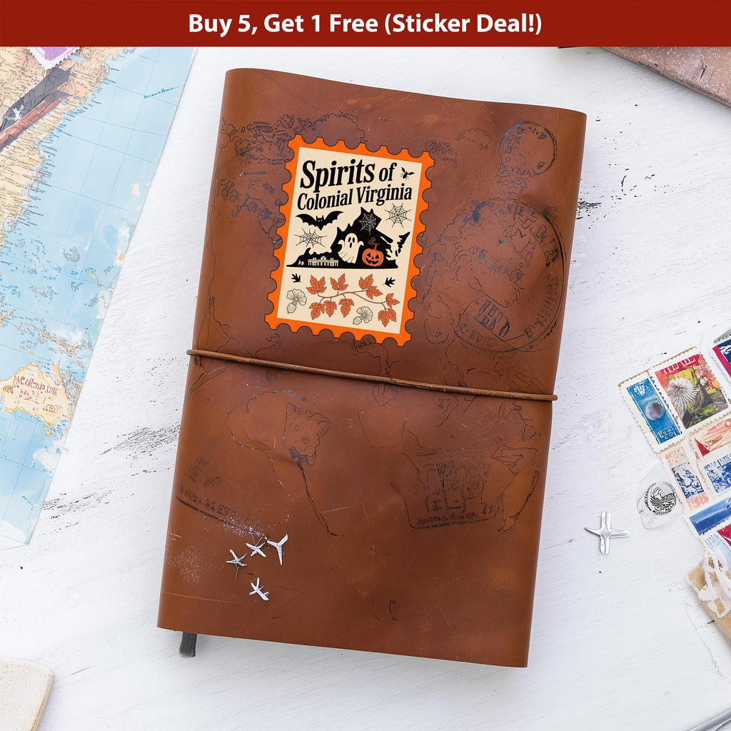 Virginia Stamp Halloween Sticker, Spooky USA Kiss-Cut Vinyl, Waterproof Decal, United States Travel