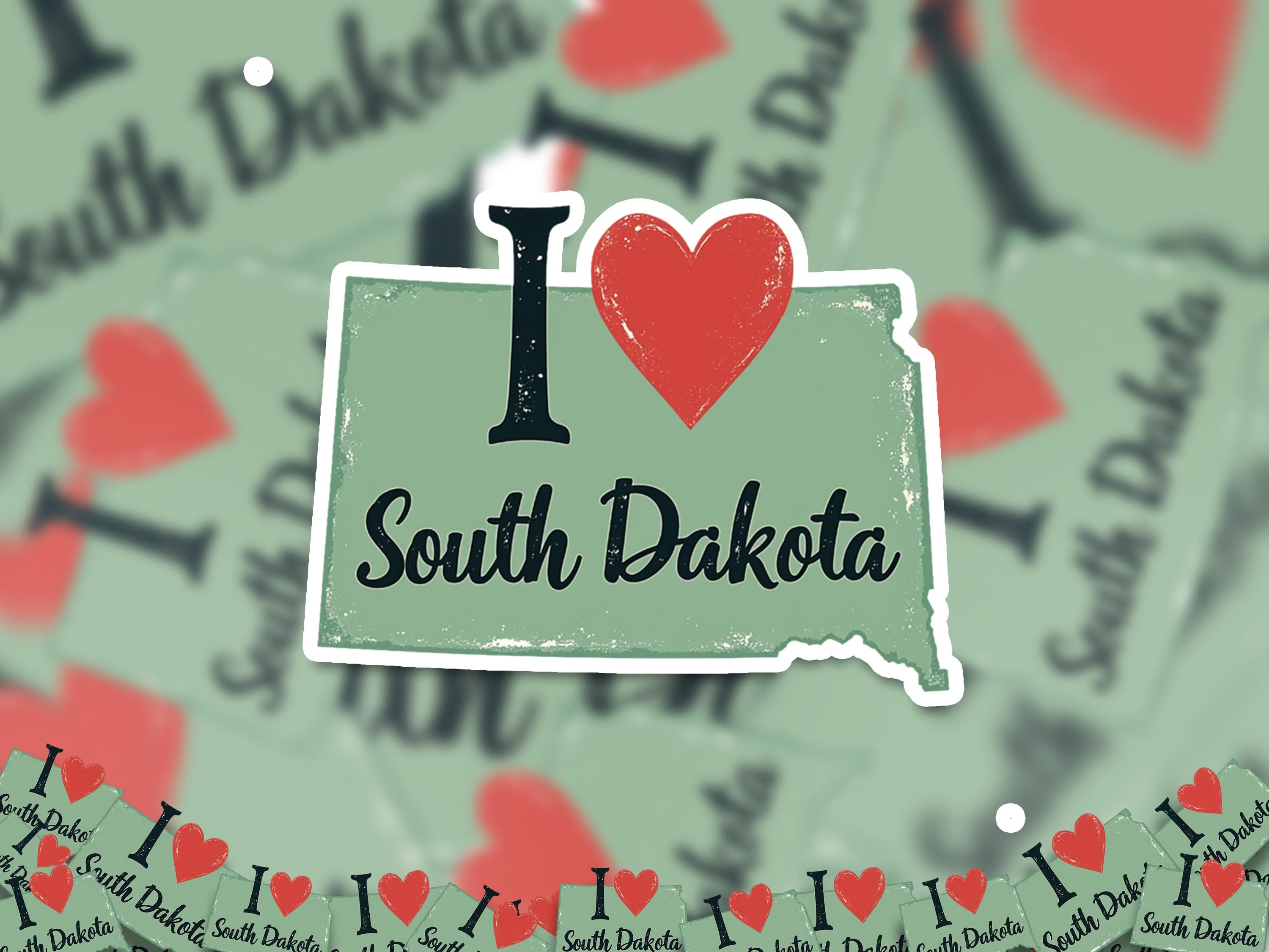 I love South Dakota Sticker, Vintage US States Vinyl Decal, Waterproof Decal, Retro Travel Collection