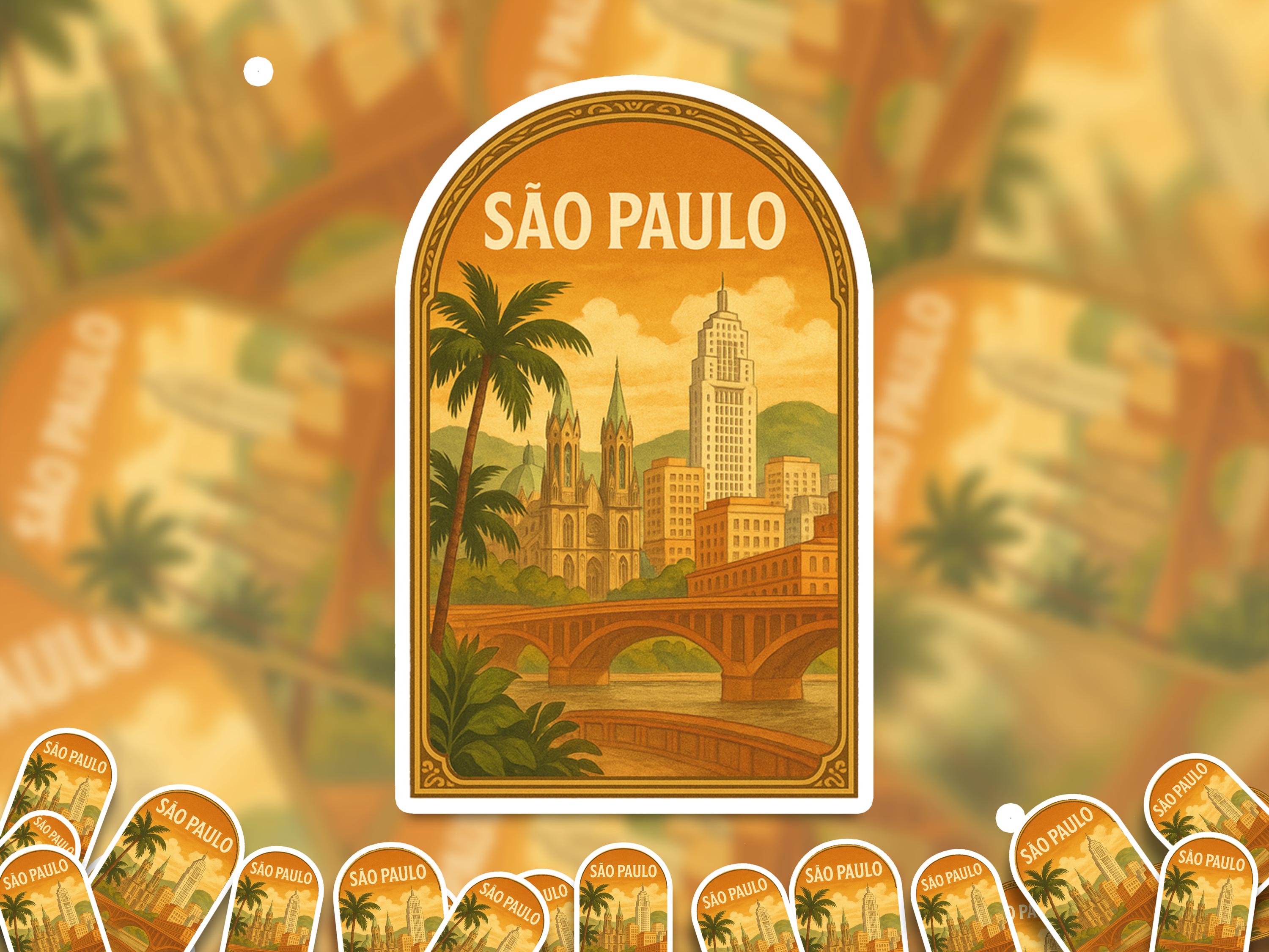 Sao Paulo Vintage Brazil Sticker, City Vinyl Decal, Retro Travel Lover Collection, Journal Scrapbook