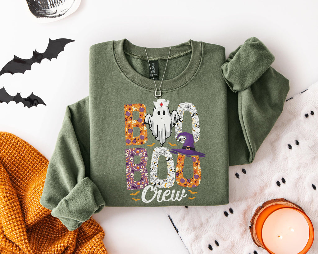 Witch Boo Boo Crew Halloween Nurse shirt, Medical crew Cute Ghost Sweatshirt, Funny Fall Spooky Season Gift for Nurse or Healthcare Worker