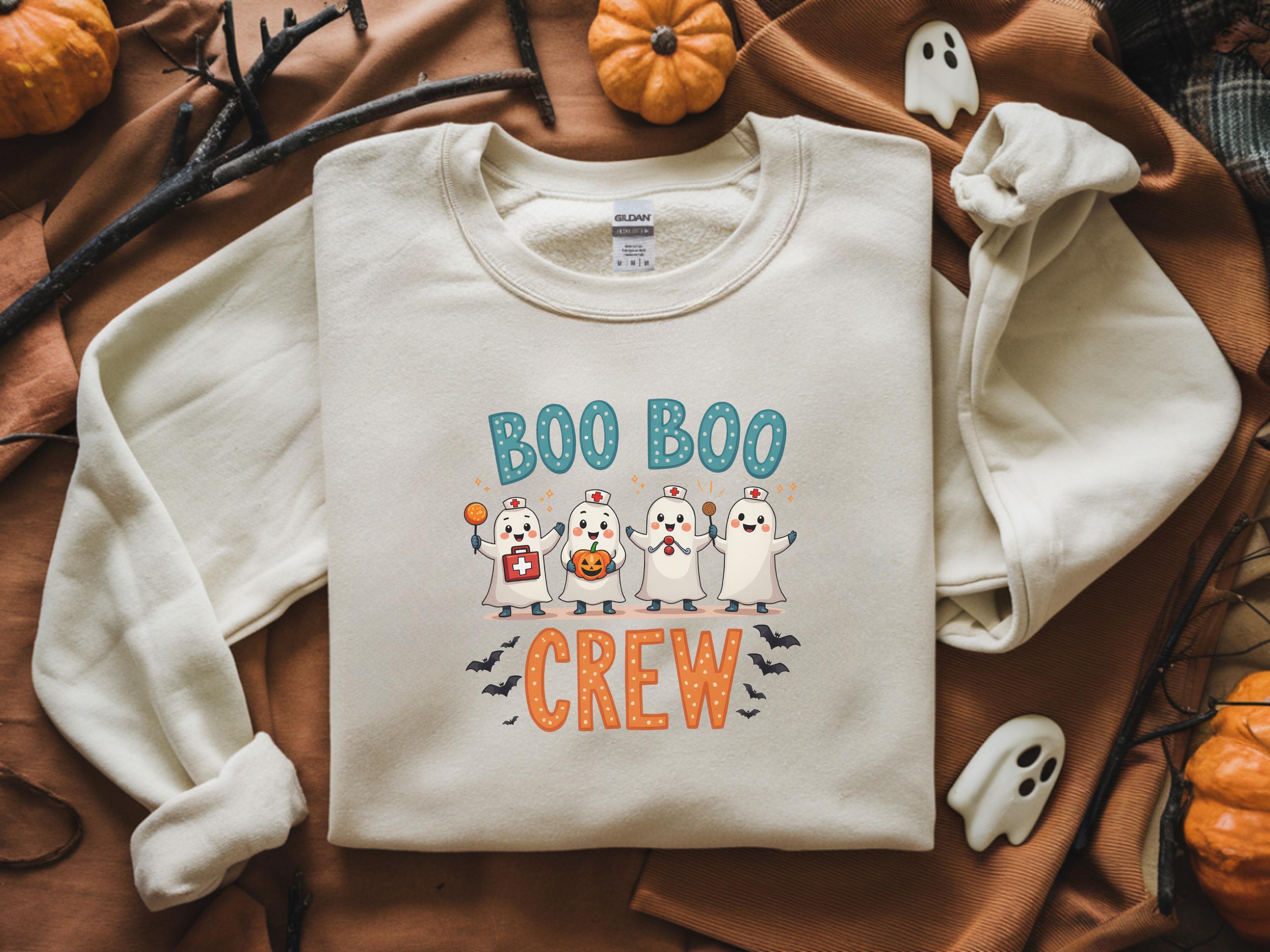Boo Boo Crew Halloween Nurse Sweatshirt, Cute Ghost Medical Shirt, Funny Fall Spooky Season Gift for Nurse or Healthcare Worker