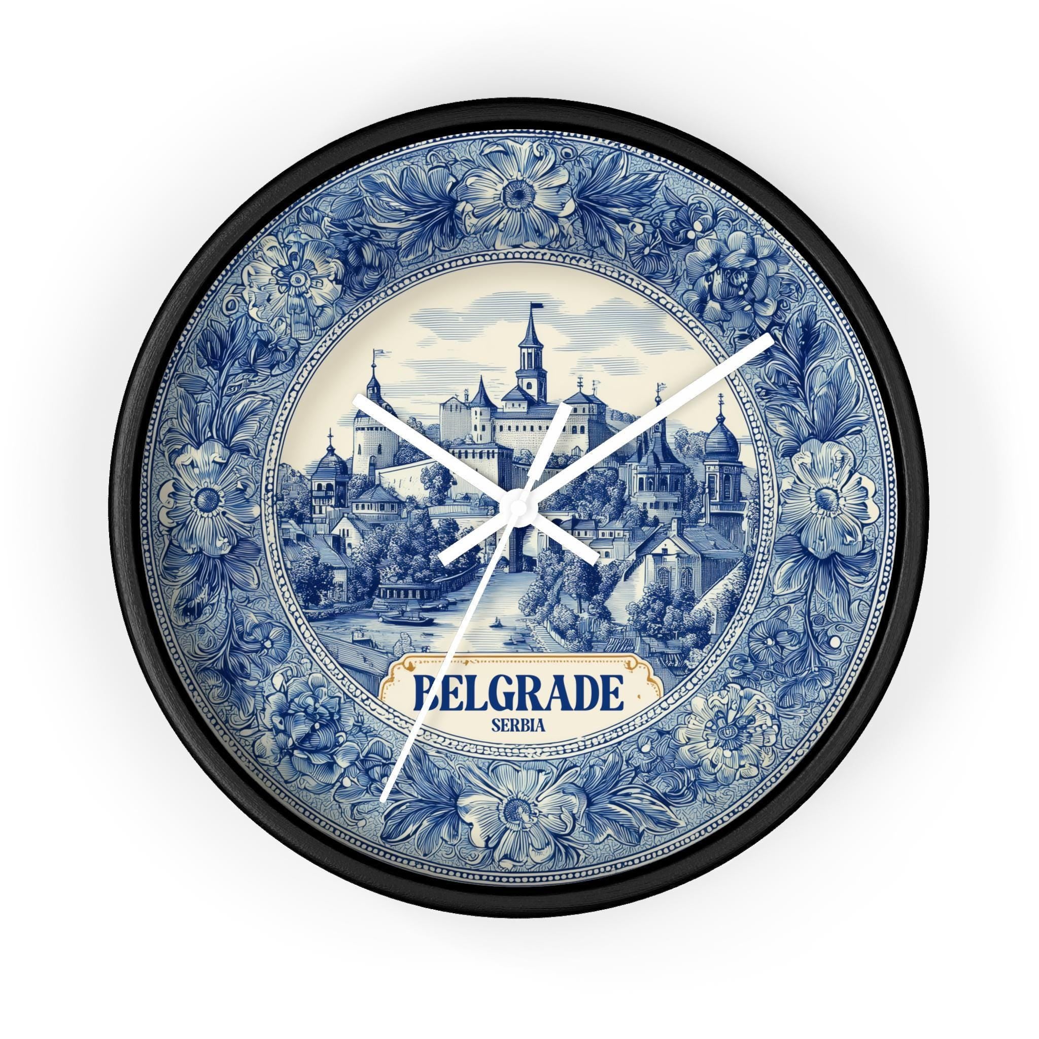 Belgrade Serbia Wall Clock, Delf style Home Decor, Vintage City Travel Keepsake Art