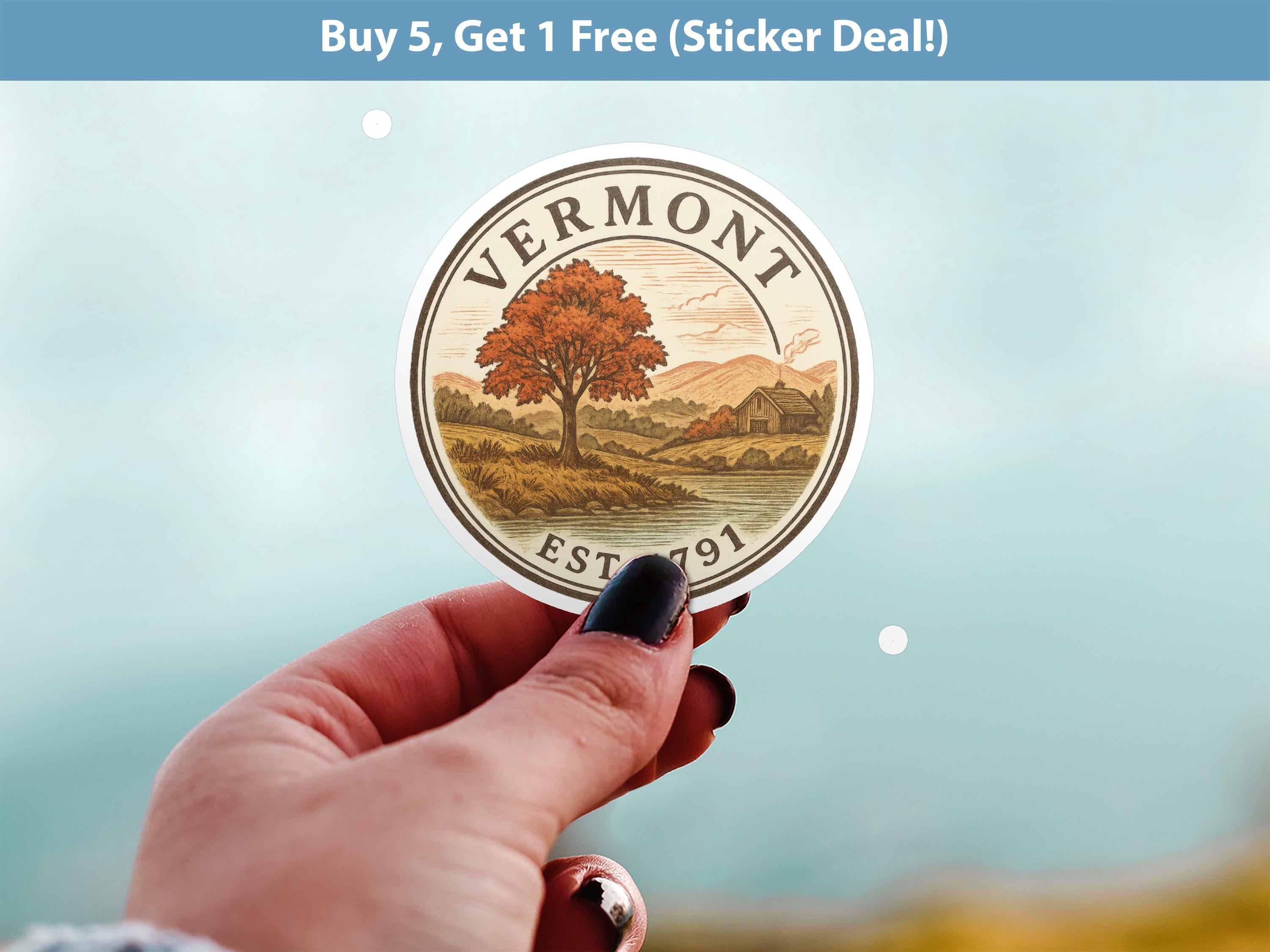 Vermont Sticker, Vintage US States Retro Decal, Waterproof Retro Travel Collection for Laptop Tumbler