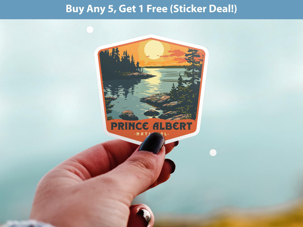 Prince Albert National Park Sticker, Vinyl Canada Saskatchewan, Retro Water Bottle Decal Hiking