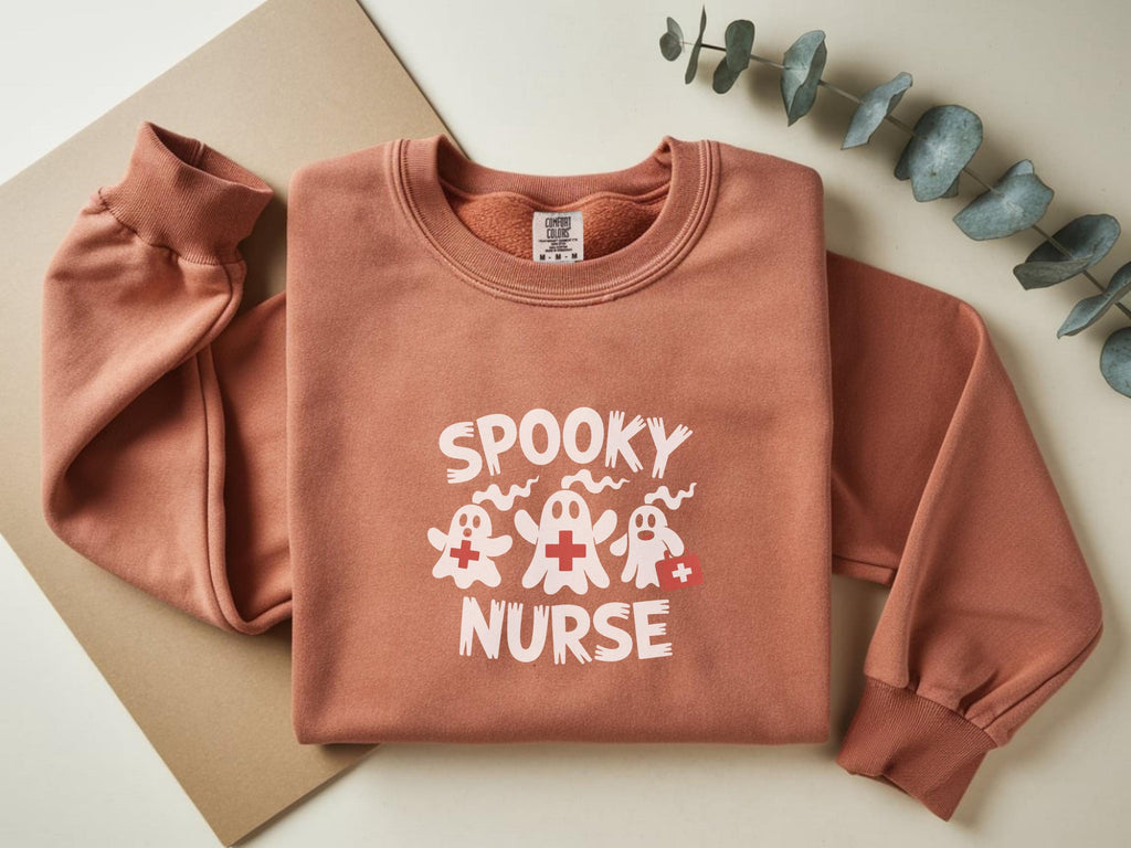Spooky Nurse crew Halloween Nurse Sweatshirt, Spooky RN Fall Top Cozy Autumn Pullover, Cute Retro Gift for Nurse