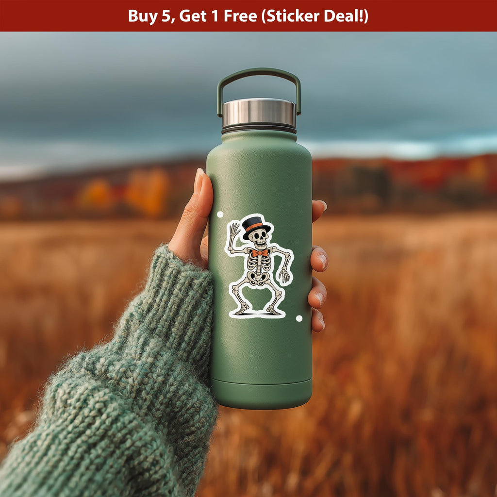 Dancing Skeleton Sticker, Spooky Halloween Waterproof Decal for tumbler, kindle
