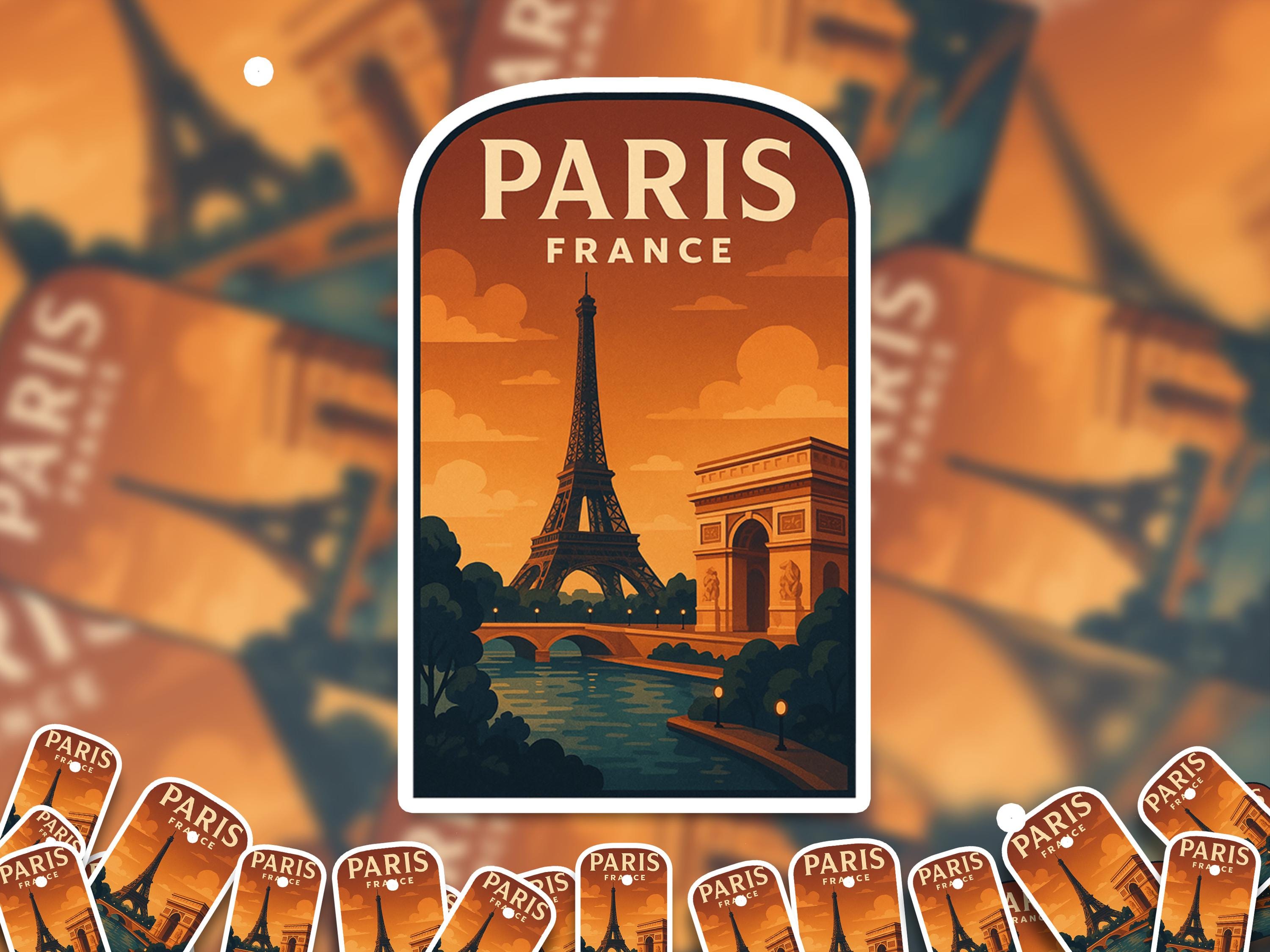 Paris France Sticker, Vintage City Vinyl Decal, Retro Travel Lover Collection, Journal Scrapbook