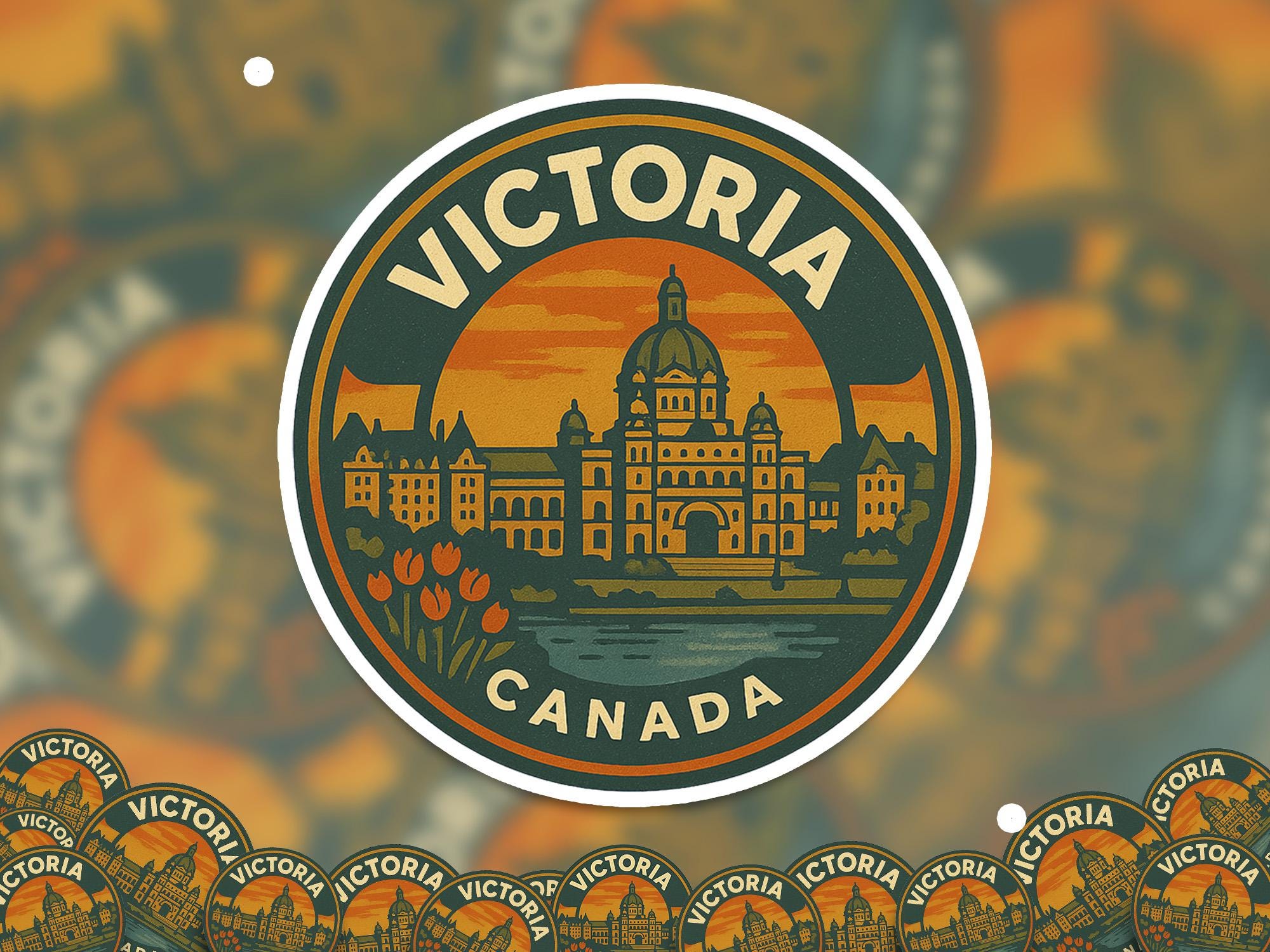 Victoria Canada Kiss-Cut Vinyl, Waterproof Decal, Retro Travel Lover Collection