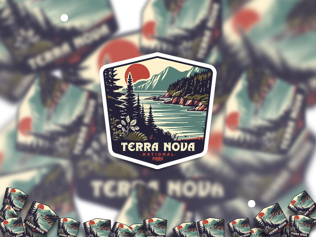 Terra Nova National Park Sticker, Vinyl Canada Newfoundland and Labrador, Retro Water Bottle Decal Hiking