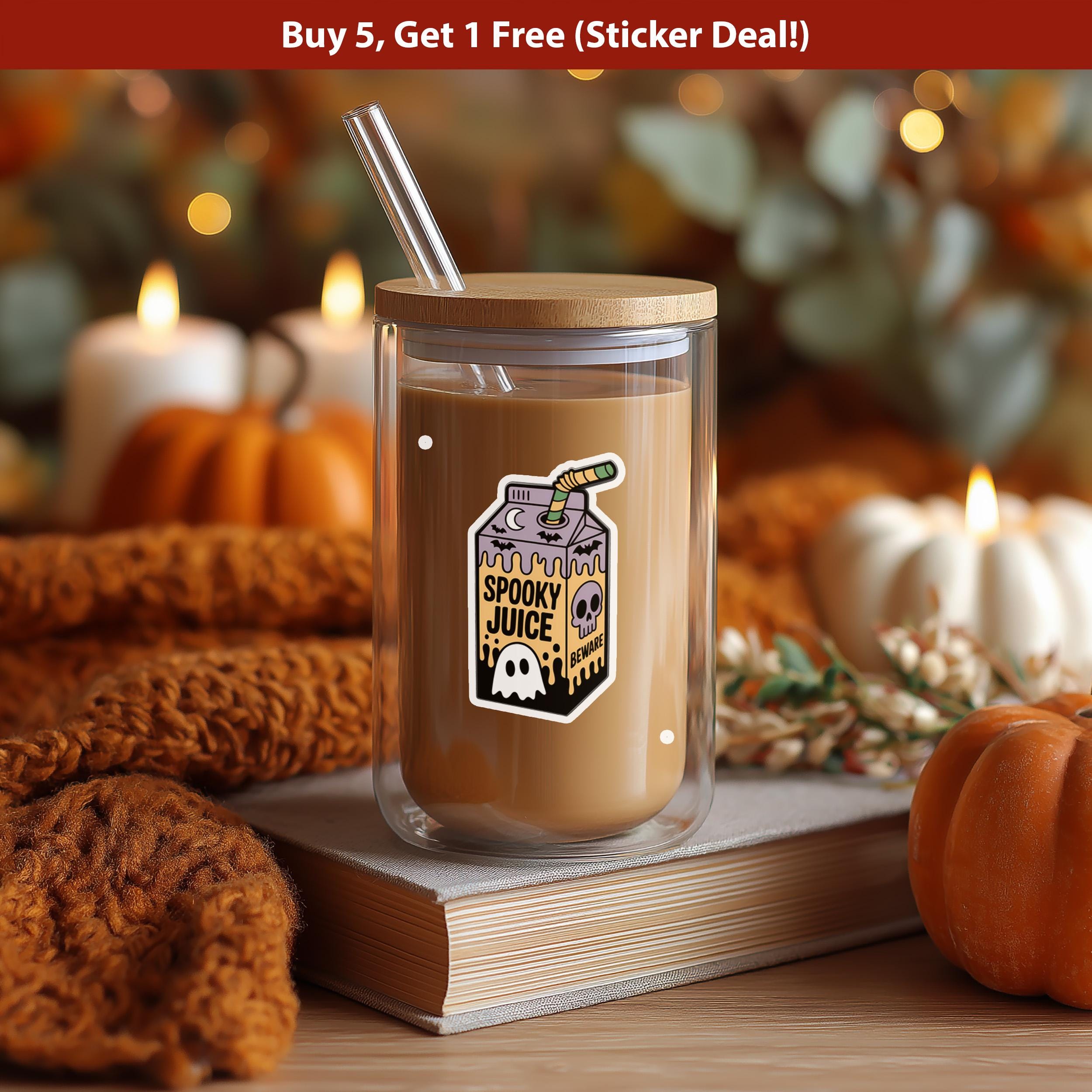 Spooky Juice Halloween Sticker, Kawaii Spooky Kiss-Cut Vinyl, Cozy fall Waterproof Decal