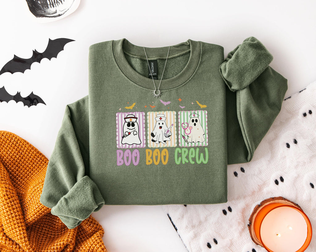 Boo Boo Crew Nurse Halloween Sweatshirt, Halloween Gift for Nurse Sweater, Nurse Spooky health care worker RN, Nurse Halloween Boo Boo Crew