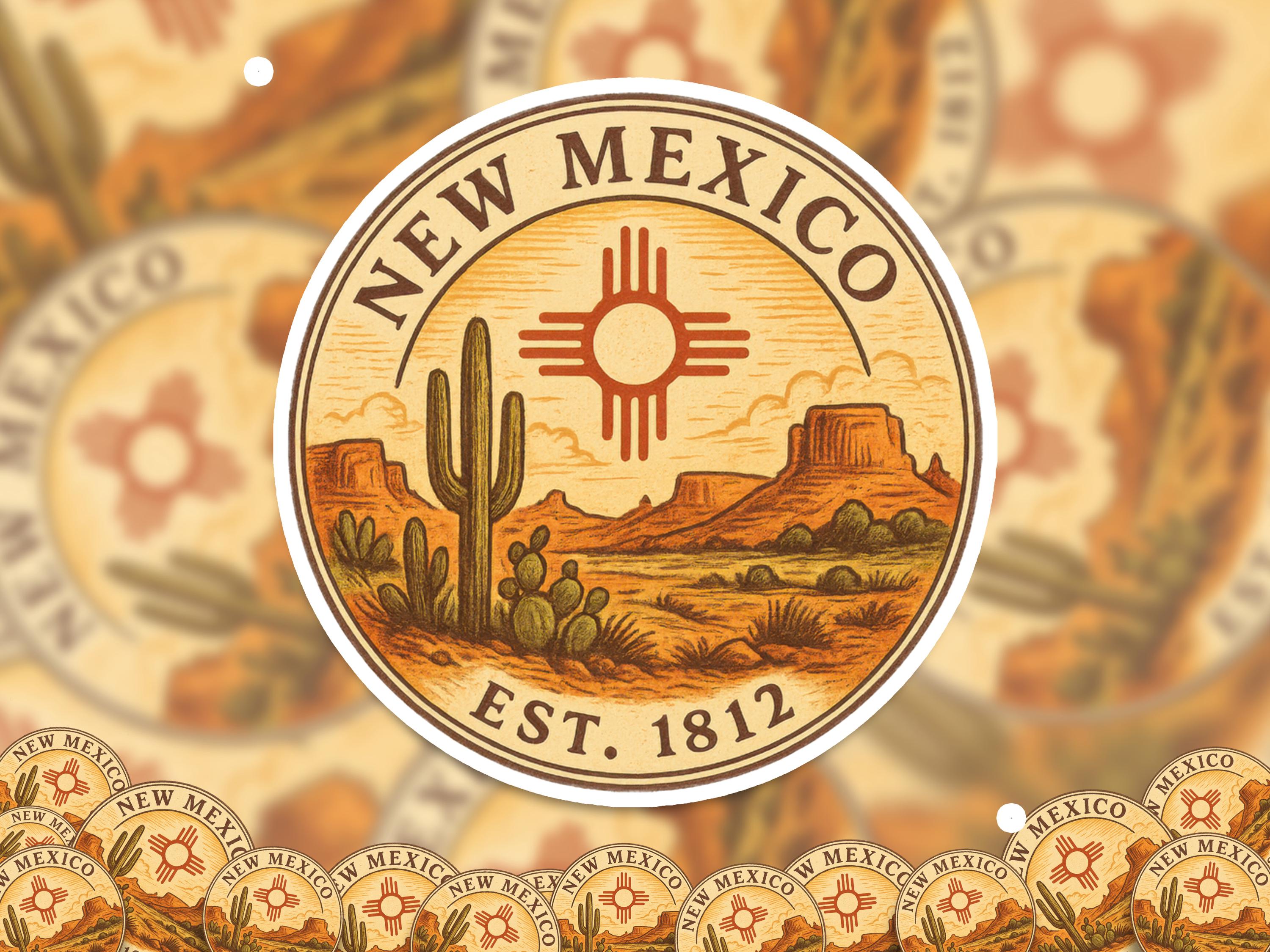 New Mexico Sticker, Vintage US States Retro Decal, Waterproof Retro Travel Collection for Laptop Tumbler
