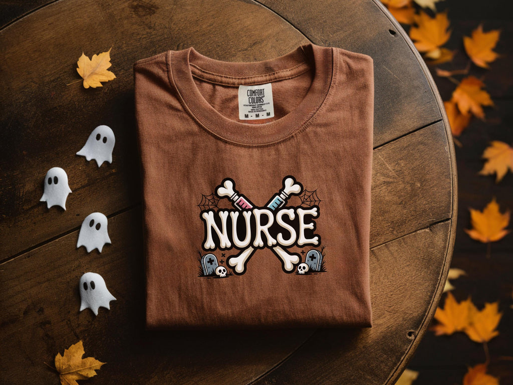 Nurse Halloween Sweatshirt, Funny Graveyard RN Shirt, Spooky Skeleton Nurse Gift, Cute Fall Crewneck for Nurses in Halloween