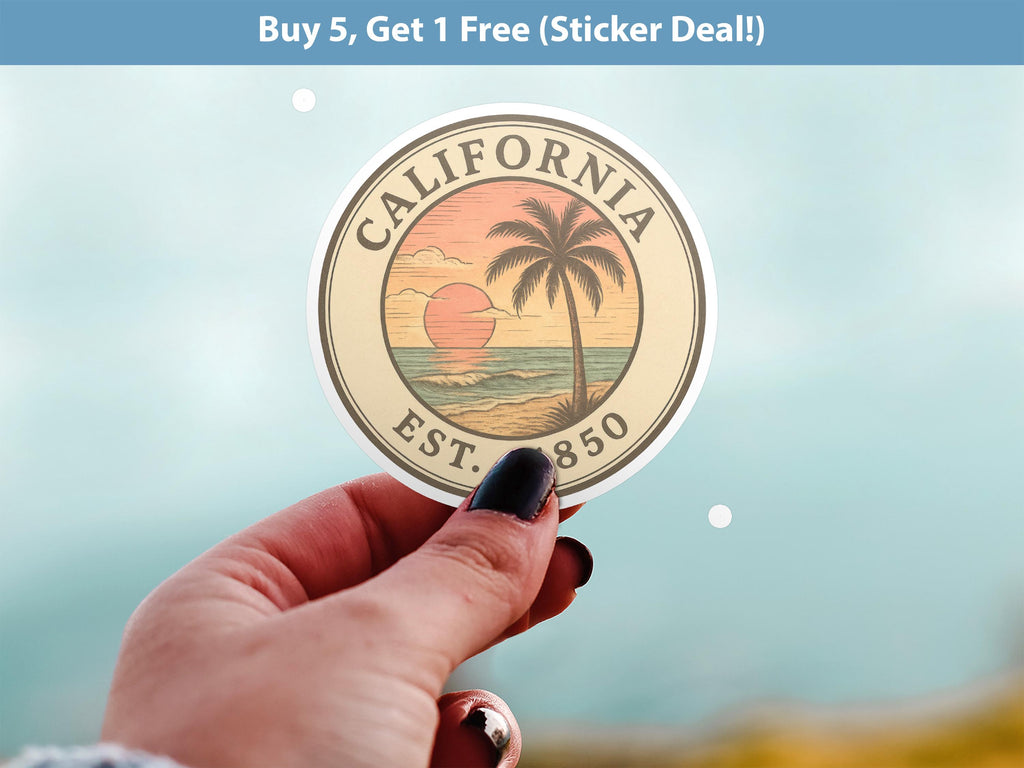 California Sticker, Vintage US States Retro Decal, Waterproof Retro Travel Collection for Laptop Tumbler
