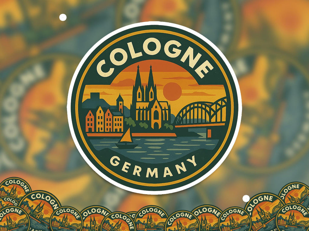 Cologne Germany Sticker Kiss-Cut Vinyl, Waterproof Decal, Retro Travel Lover Collection