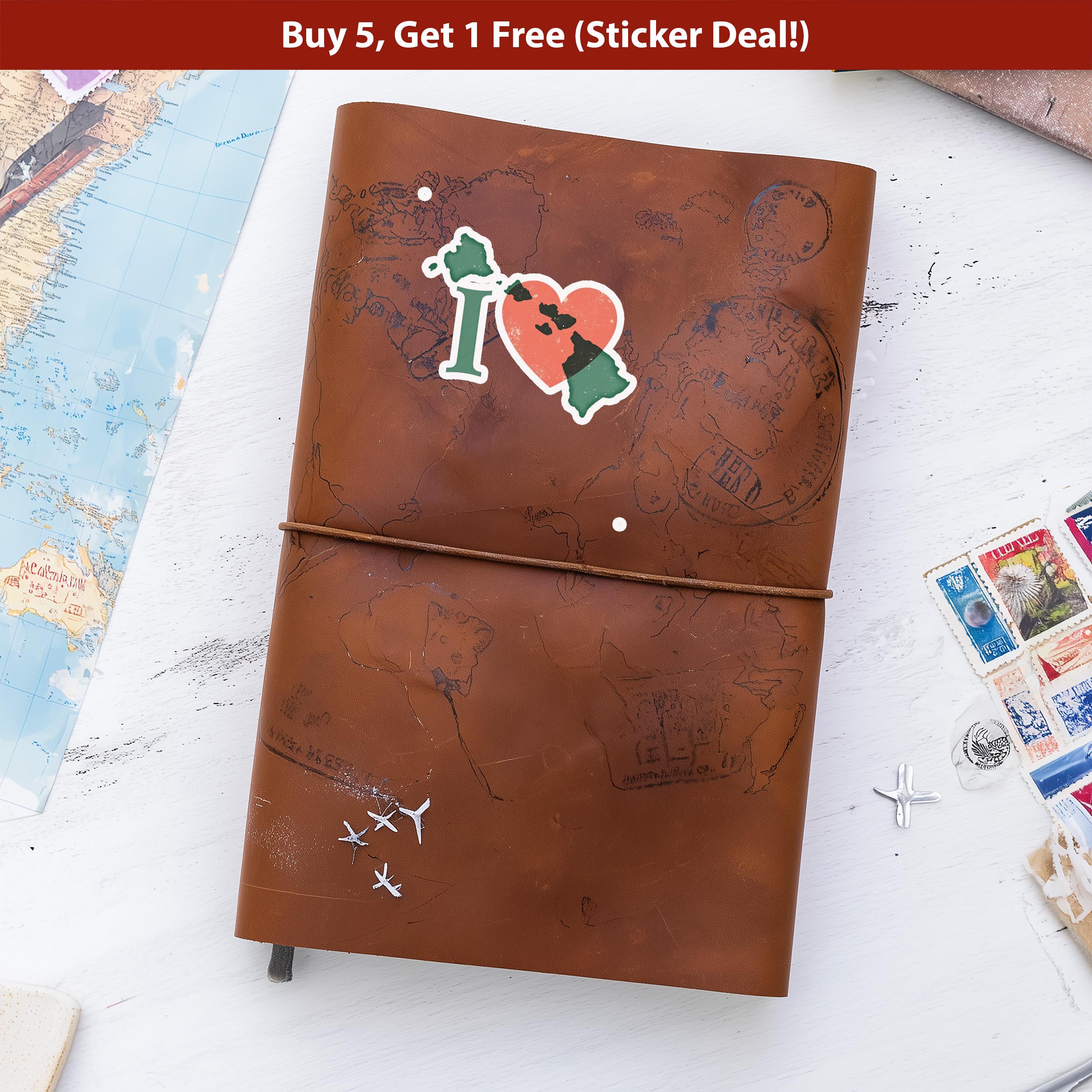 I love Hawaii Sticker, Vintage US States Vinyl Decal, Waterproof Decal, Retro Travel Collection