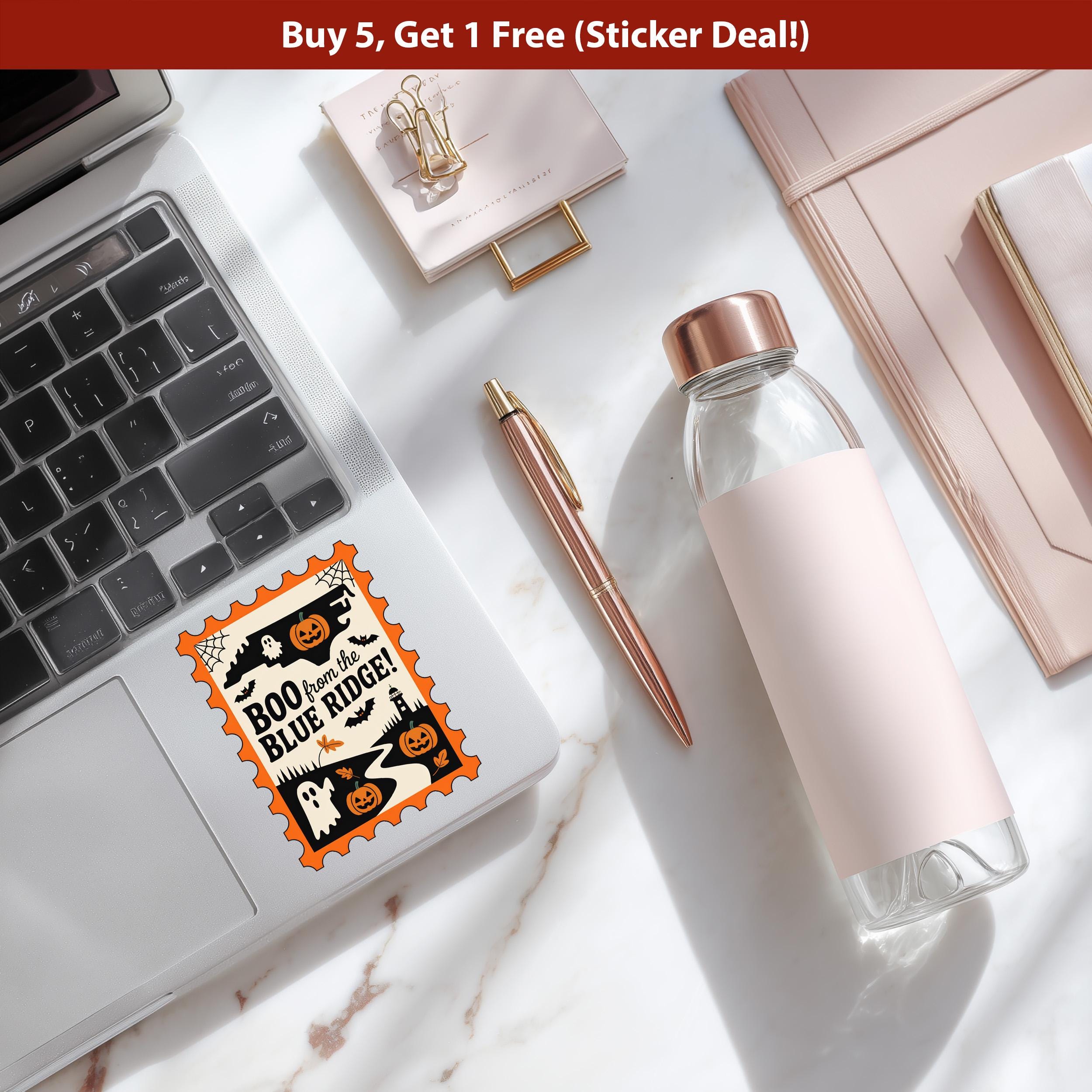 North Carolina Stamp Halloween Sticker, Spooky USA Kiss-Cut Vinyl, Waterproof Decal, United States Travel