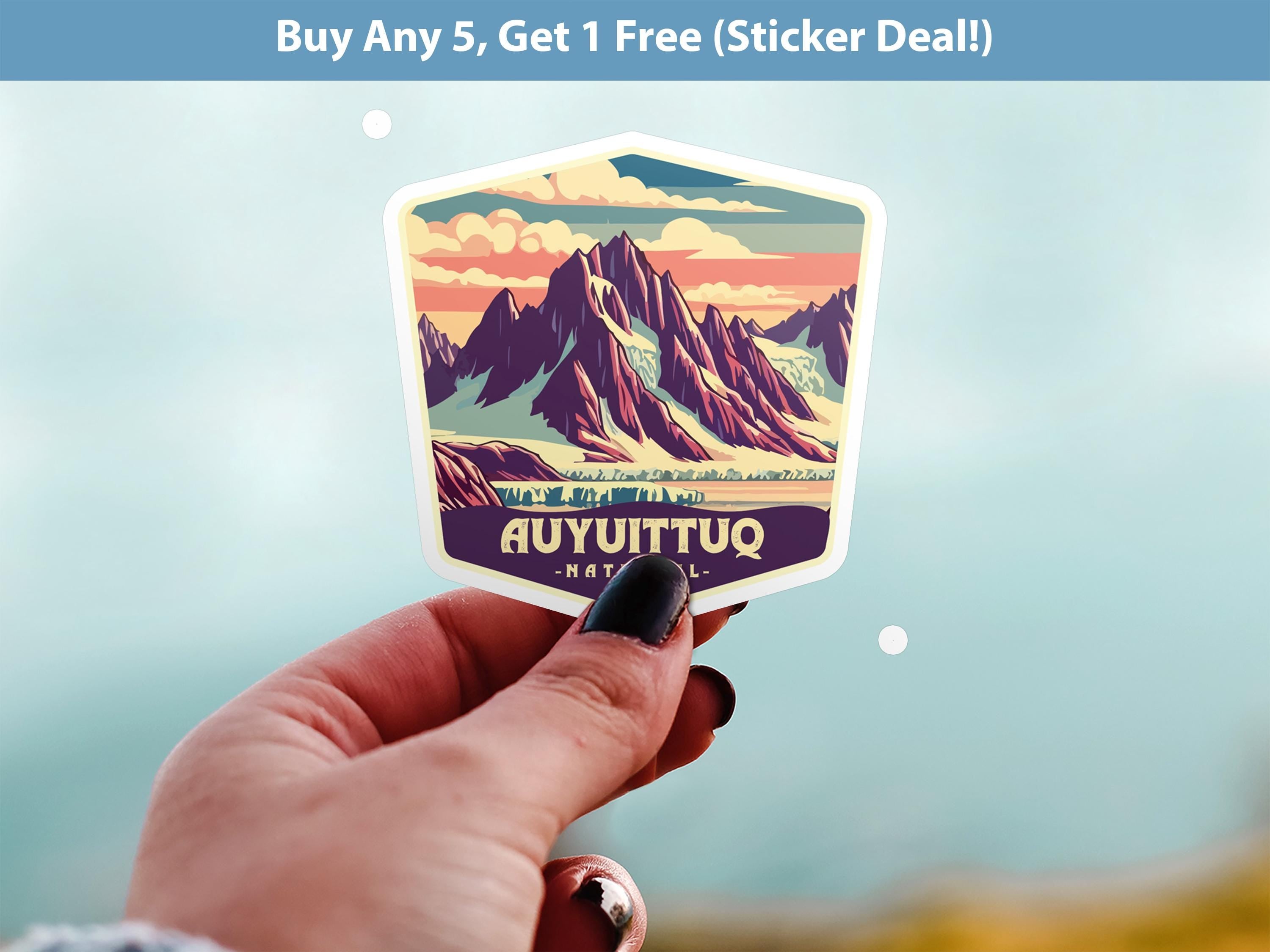 Auyuittuq National Park Sticker, Vinyl Canada Nunavut, Retro Water Bottle Decal Hiking
