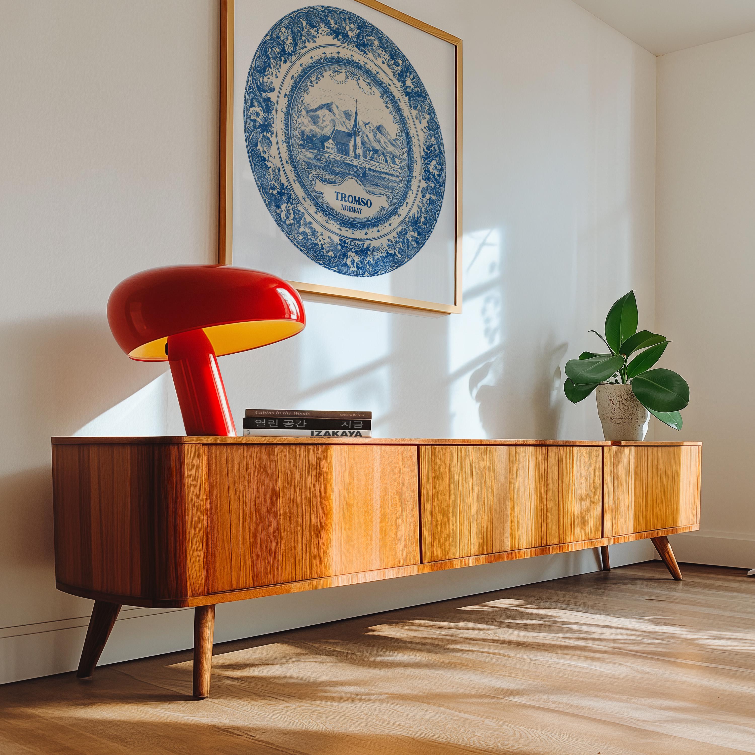 Tromso Norway Wall Art, Vintage Delft Blue Poster, City Print, Travel Home Decor