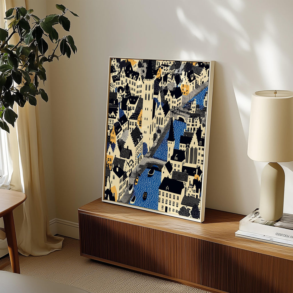 Bruges Belgium Print, Pop Art Modern Wall Art Poster Belgian Travel gift