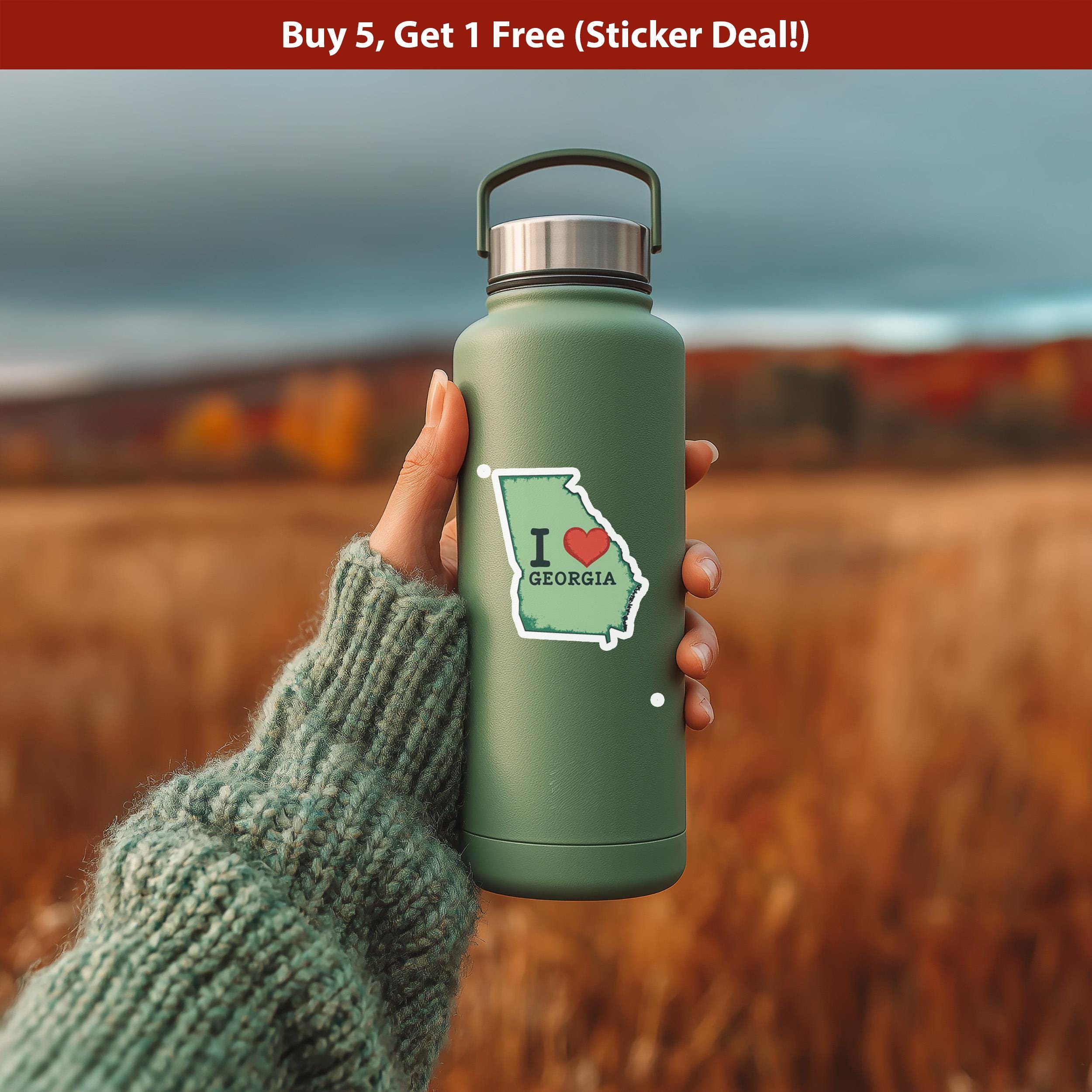 I love Georgia Sticker, Vintage US States Vinyl Decal, Waterproof Decal, Retro Travel Collection