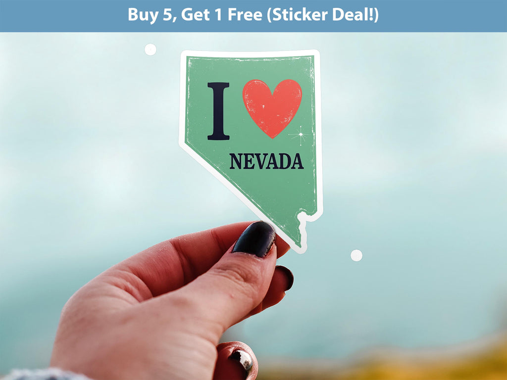 I love Nevada Sticker, Vintage US States Vinyl Decal, Waterproof Decal, Retro Travel Collection
