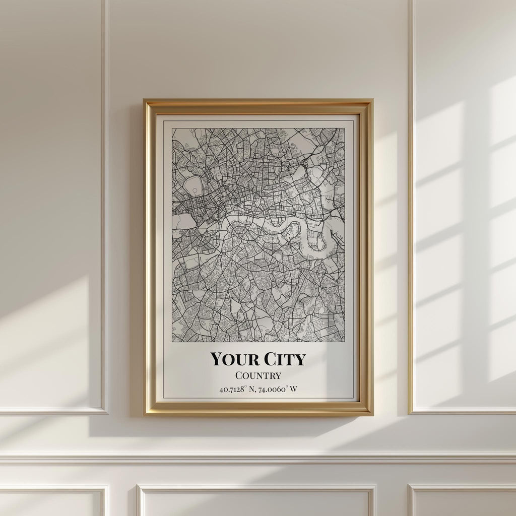 Custom City Map, Personalized Any City Map Wall art Digital & Print