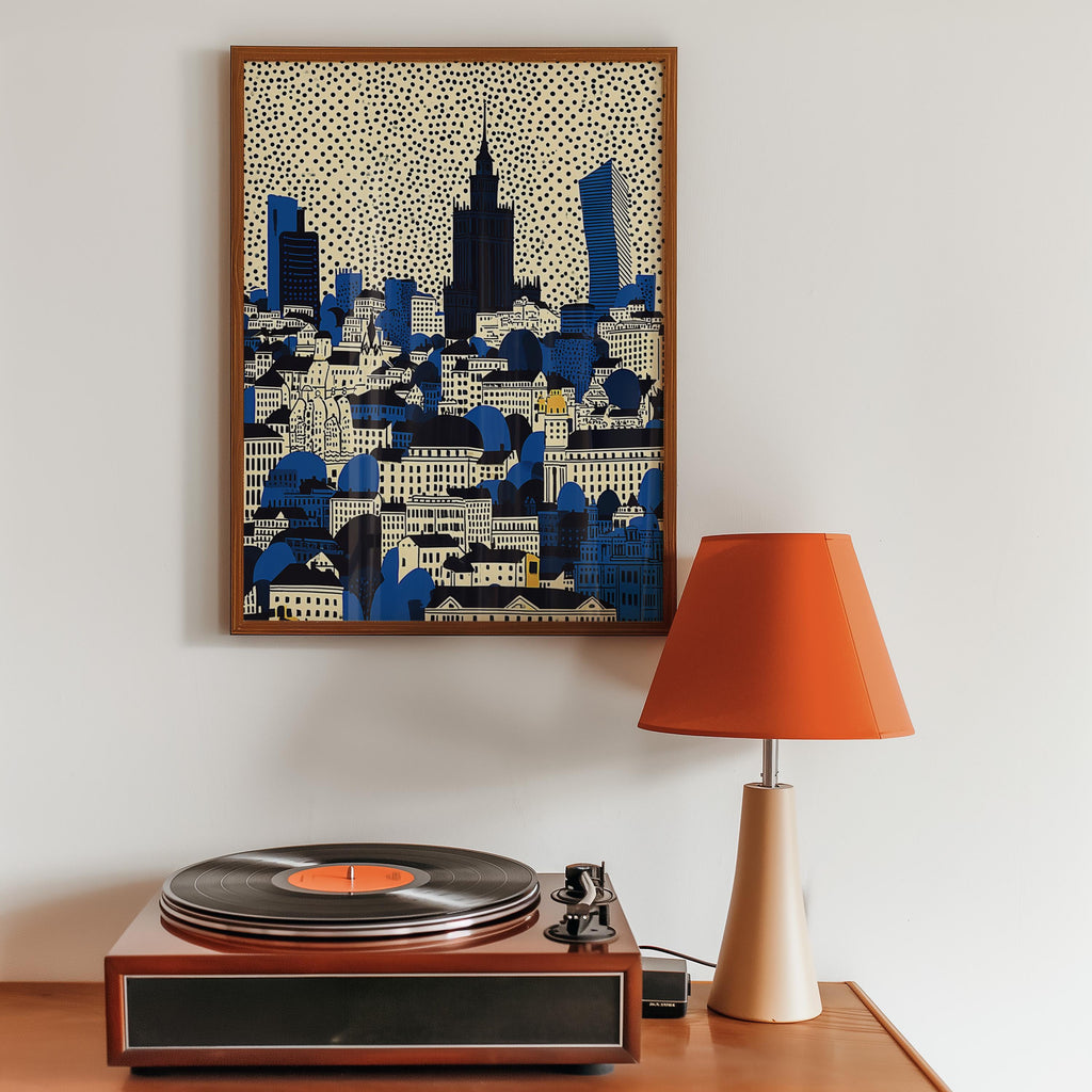Warsaw Poland Wall Art Print, Pop Art Modern Large Size Poster Travel Gift Canvas