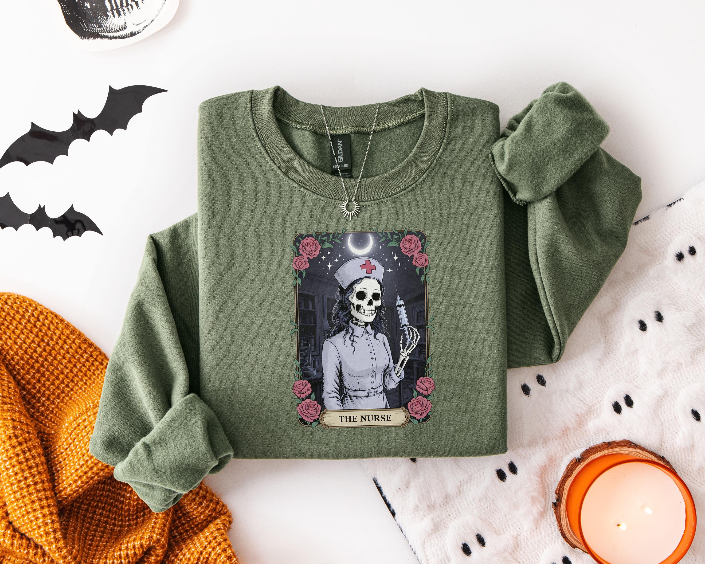 Spooky Season Nurse Sweatshirt: Gothic Halloween RN Apparel