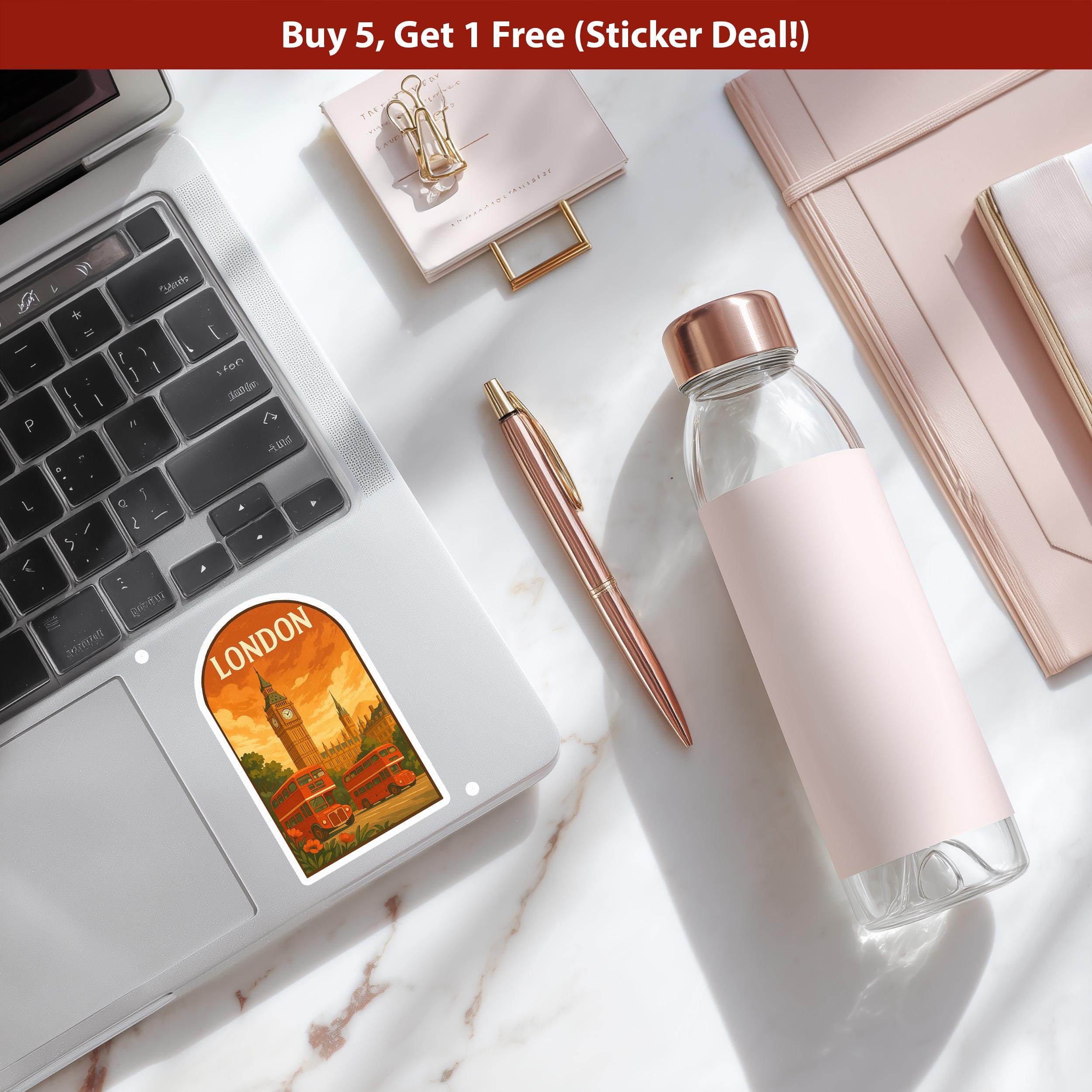 London Sticker England, Vintage City Vinyl Decal, Retro Travel Lover Collection, Journal Scrapbook