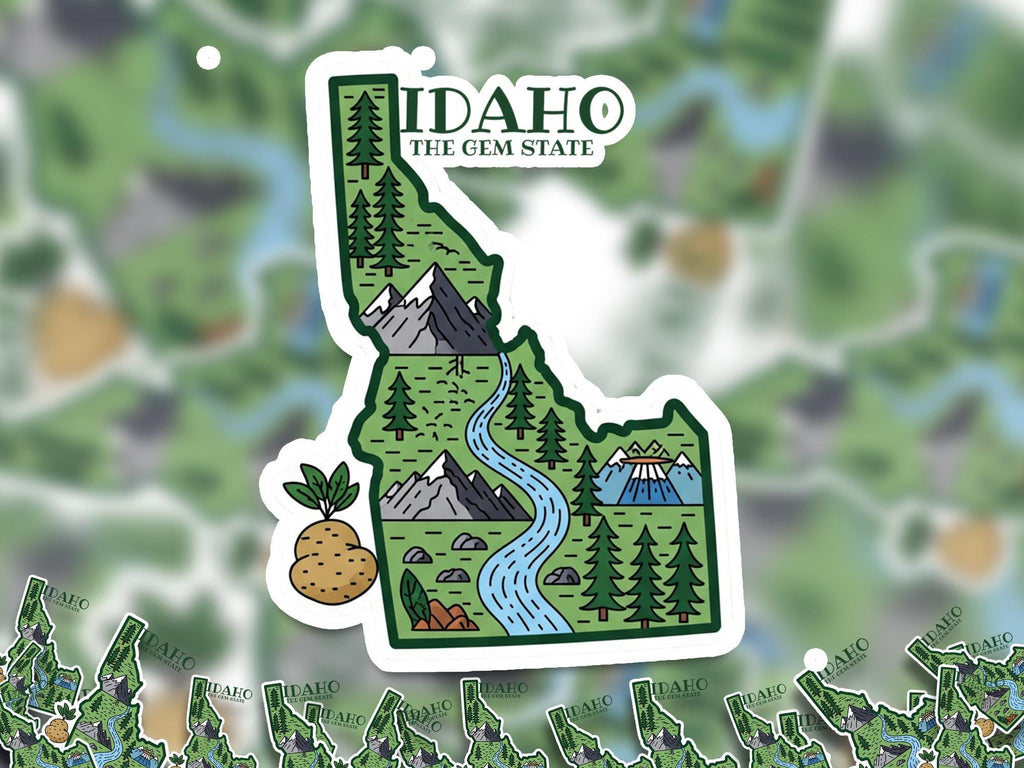 Idaho State Sticker, USA Kiss-Cut Vinyl, Landmark Waterproof Decal, United States Travel Collection