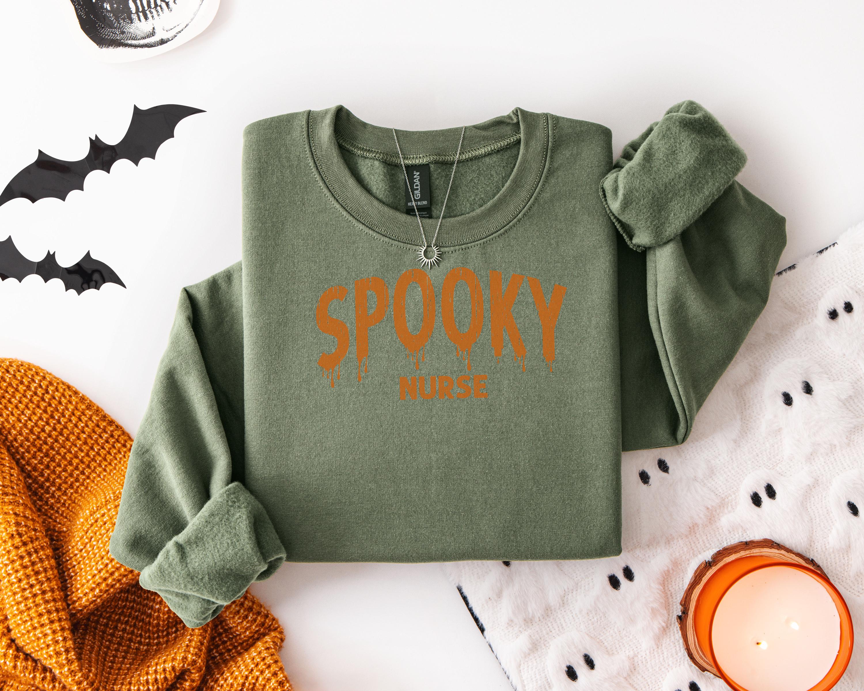 Spooky Ghost Nurse Sweatshirt: Halloween Boo Crew, Medical Gift