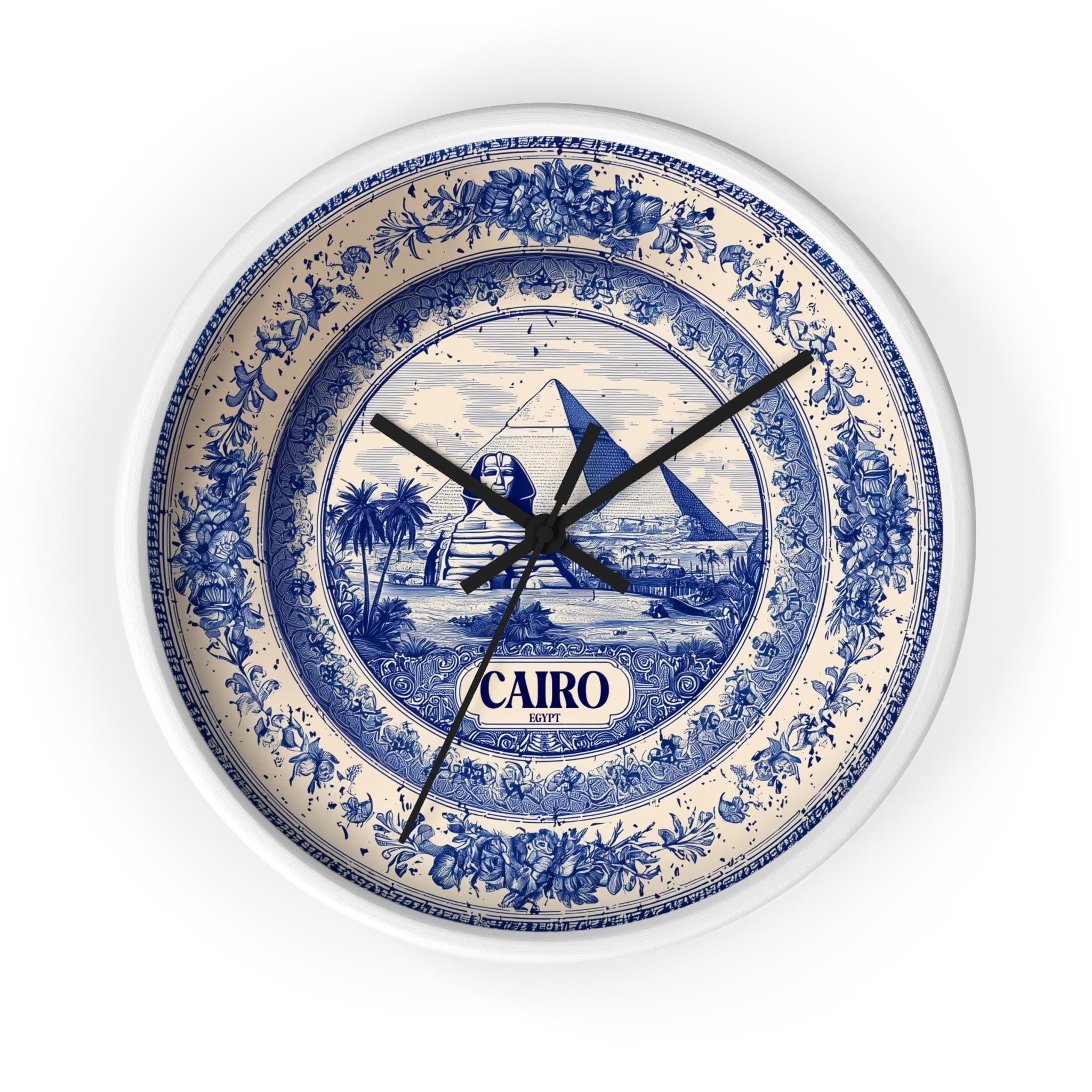 Cairo Egypt Wall Clock, Delf style Home Decor, Vintage City Travel Keepsake Art
