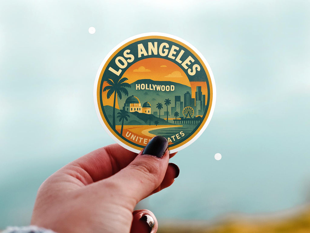 Los Angeles California United States Kiss-Cut Vinyl, Waterproof Decal, Retro Travel Lover Collection