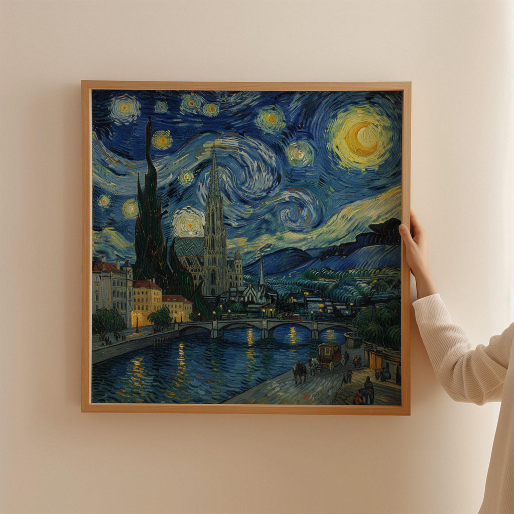 Vienna Austria Starry Night Wall Art, Van Gogh Print, Travel Gift Home Decor