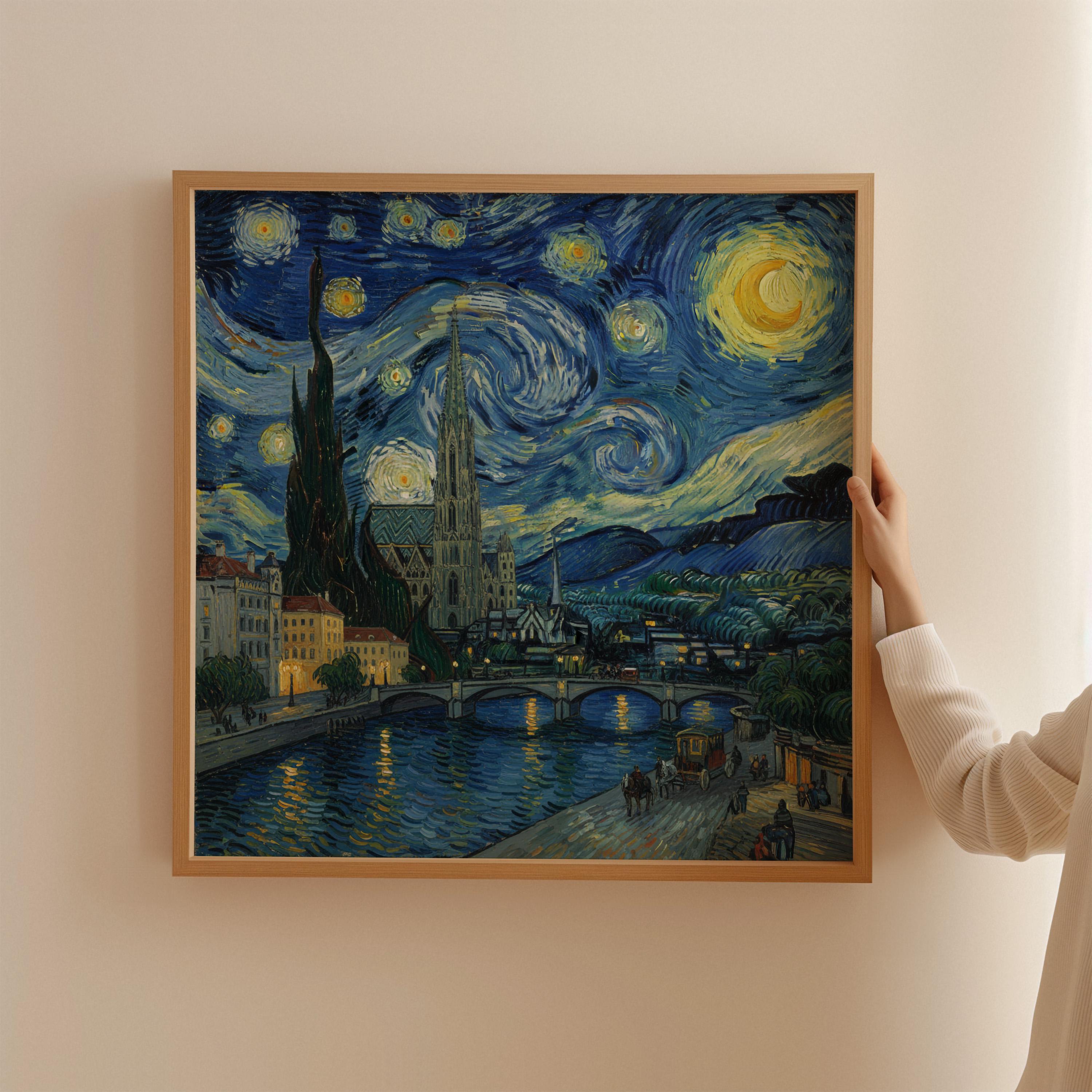 Vienna Austria Starry Night Wall Art, Van Gogh Print, Travel Gift Home Decor