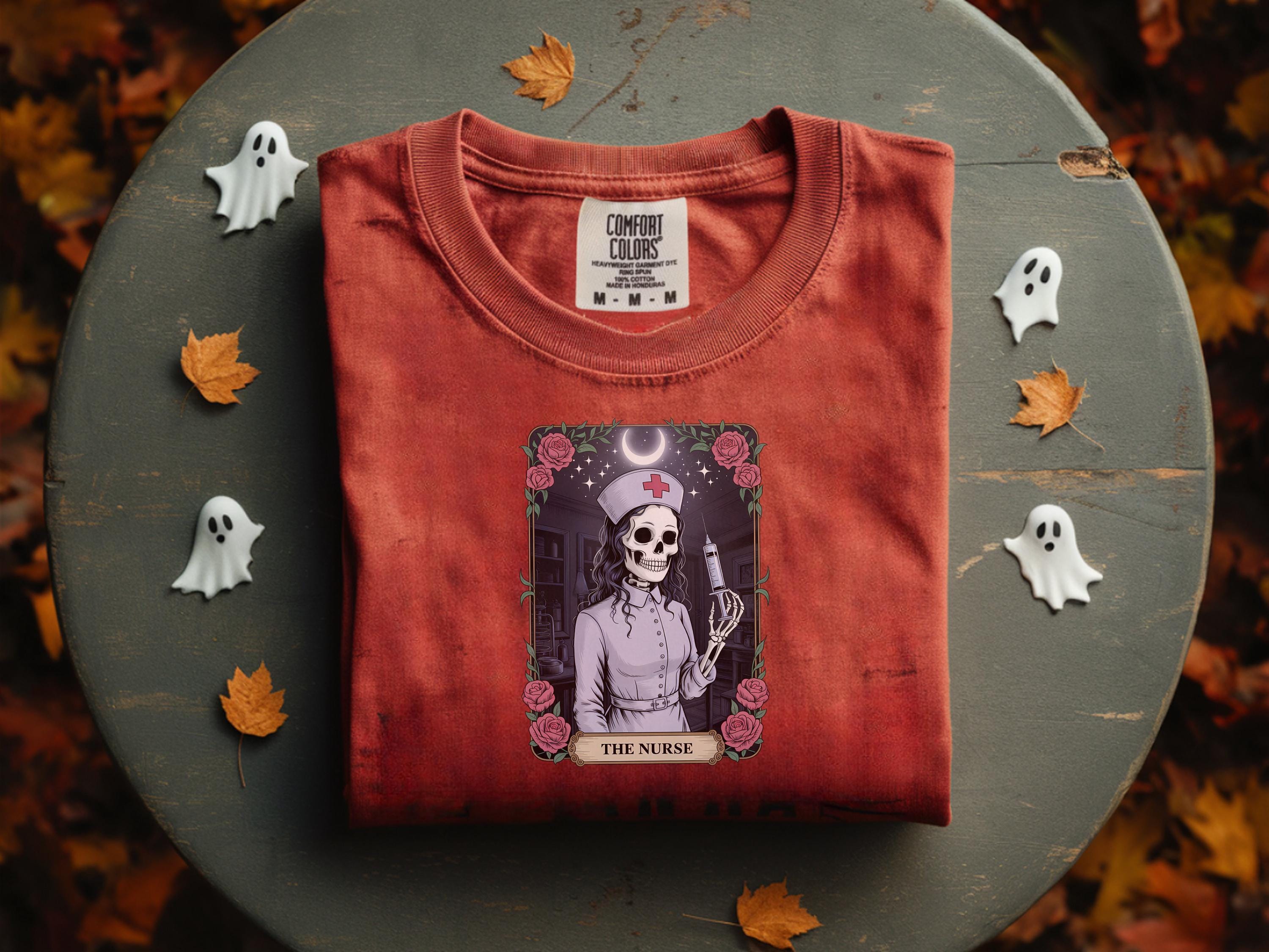 Gothic Nurse Skeleton Halloween Sweatshirt, Medical Fall spooky retro Sweatshirt, Gift for Nurse, Spooky Aesthetic RN Tee