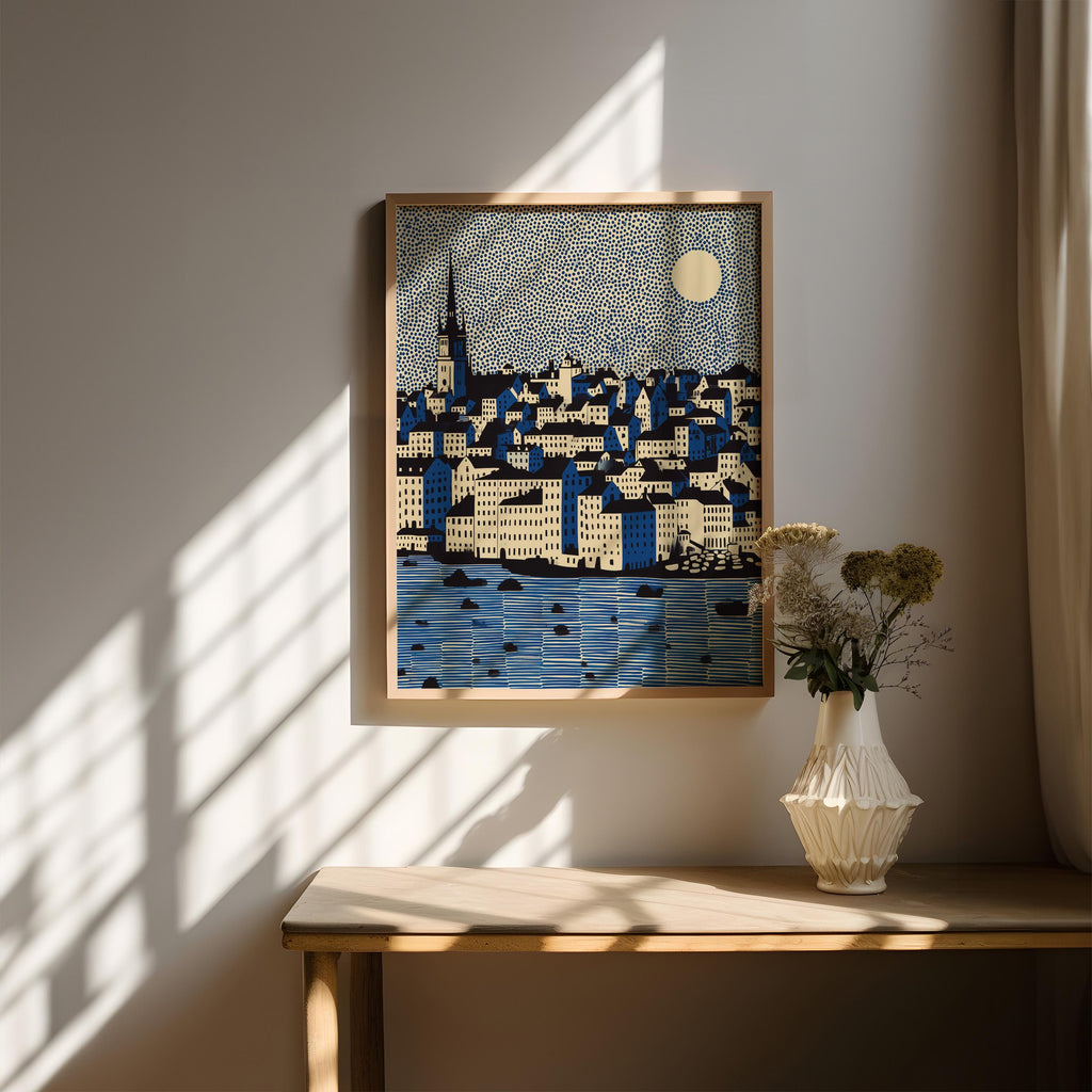 Stockholm Wall Art Print, Pop Art Modern Sweden Poster Travel Gift Canvas