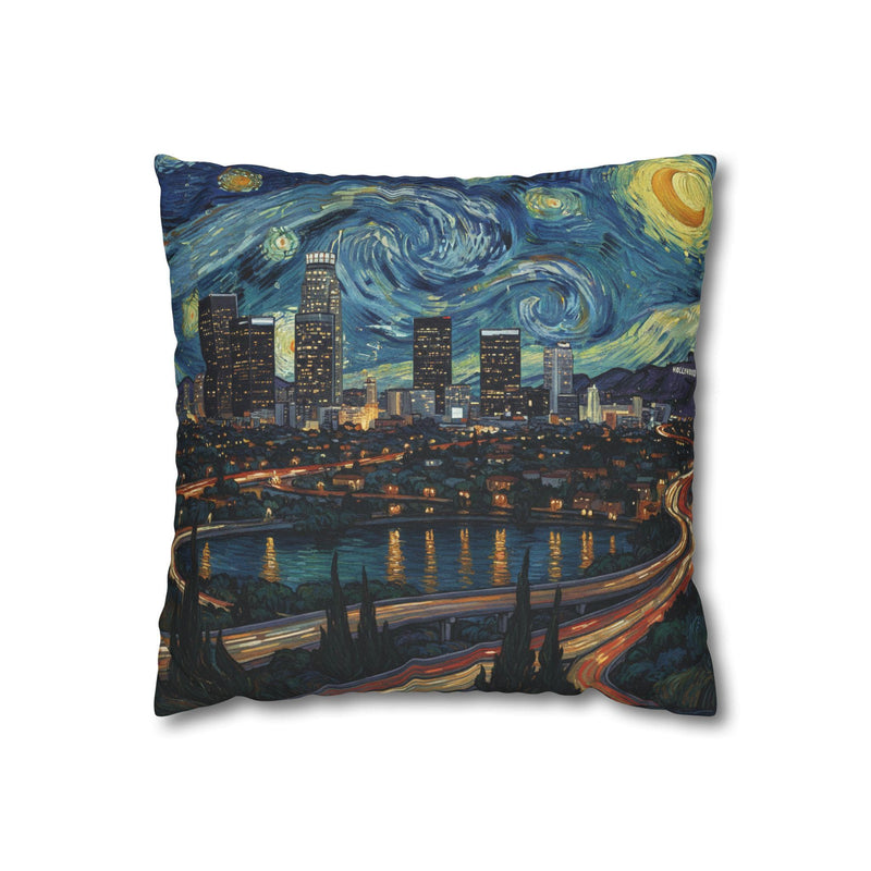 Los Angeles California Pillowcase Starry Night, Van Gogh Throw Pillow Canvas Home Decor Gift