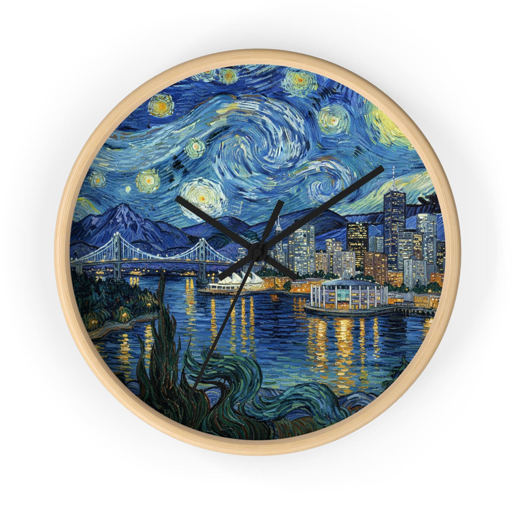 Vancouver Canada Wall Clock Vintage Van Gogh Starry Night Home Gift