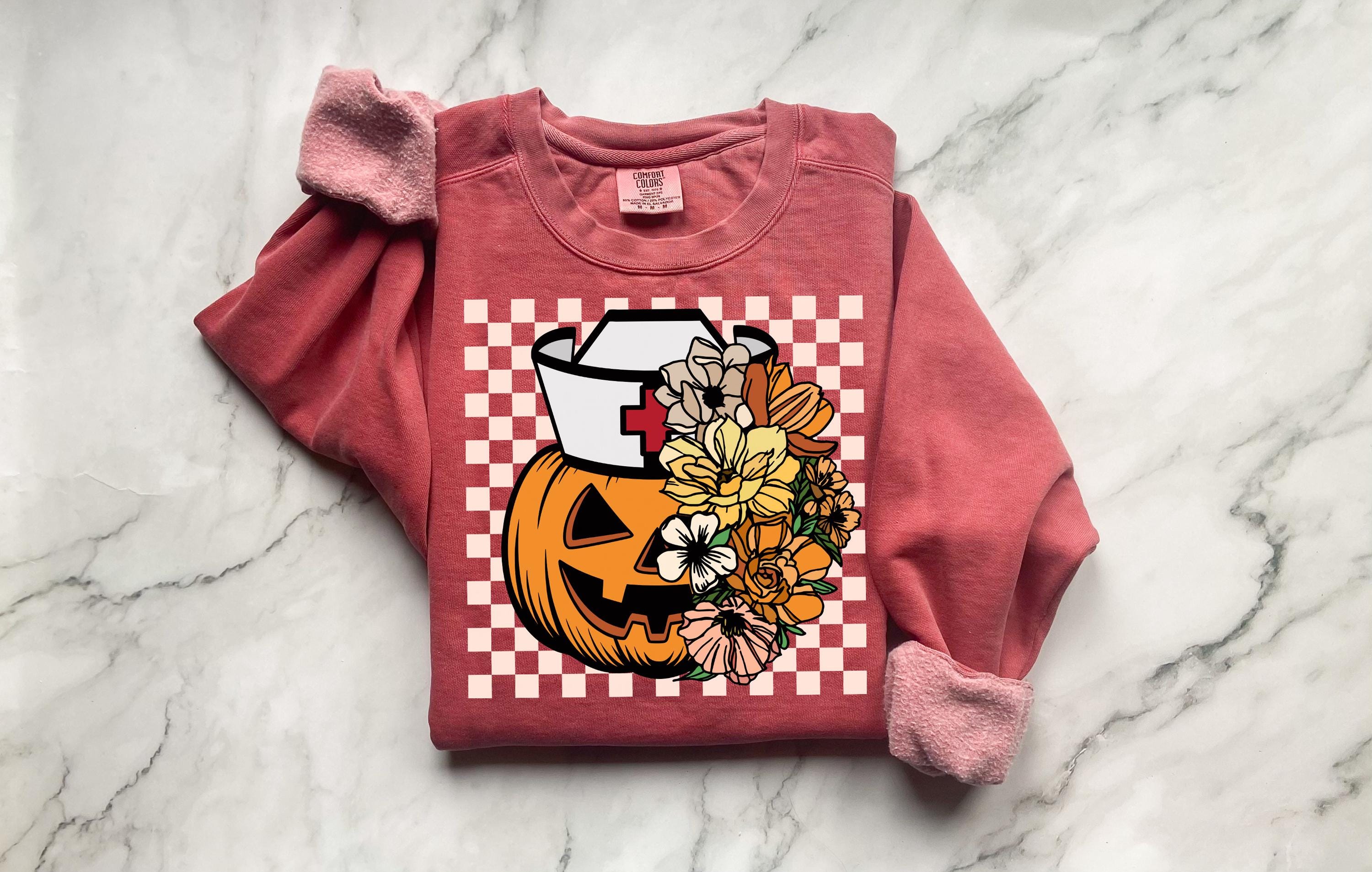 Halloween Nurse  Pumpkin Sweatshirt, Spooky RN Fall Top Cozy Autumn Pullover, Cute Retro Gift for Nurse