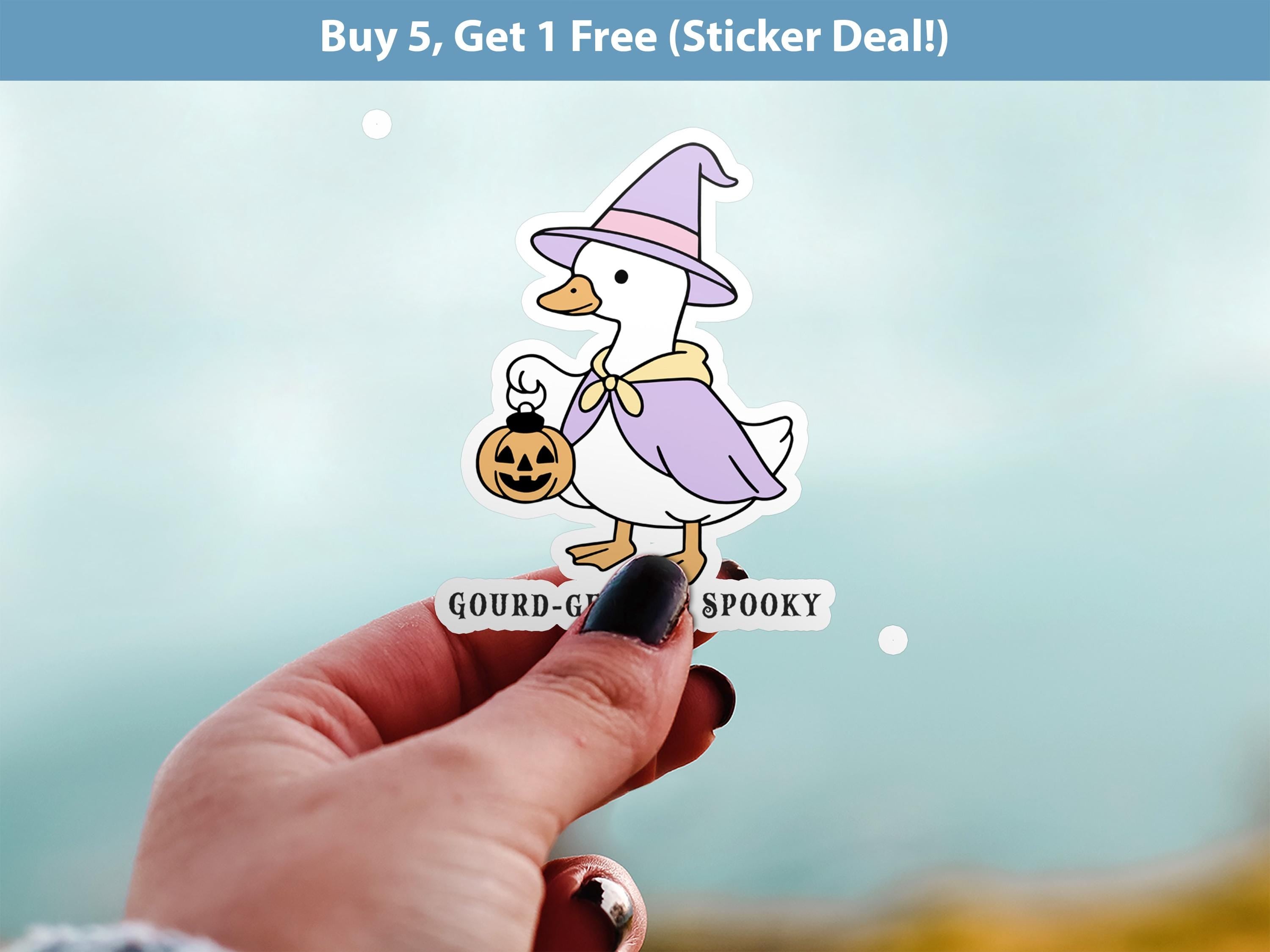 Gourd geous & Spooky Sticker, Silly Goose Sarcastic Decal, Cute Witch Halloween Vinyl Decal