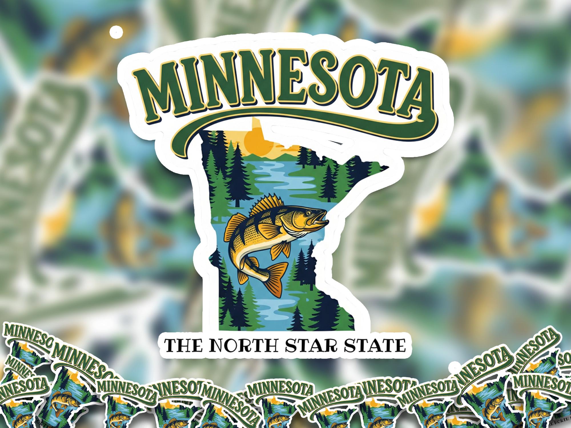 Minnesota State Sticker, USA Kiss-Cut Vinyl, Landmark Waterproof Decal, United States Travel Collection