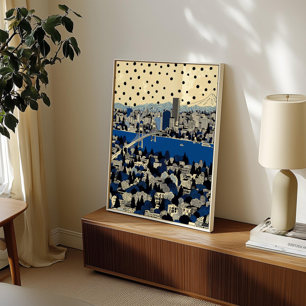 Portland Oregon Wall Art Print, Pop Art Modern Poster Japanese Travel Gift Canvas