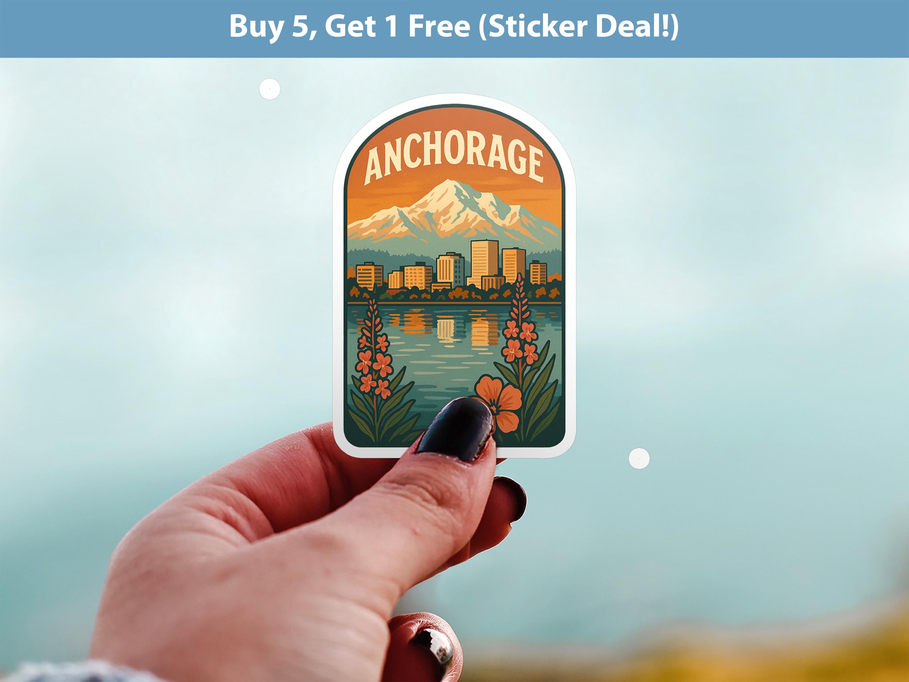 Anchorage Alaska Sticker, Vintage City Vinyl Decal, Retro Travel Lover Collection, Journal Scrapbook