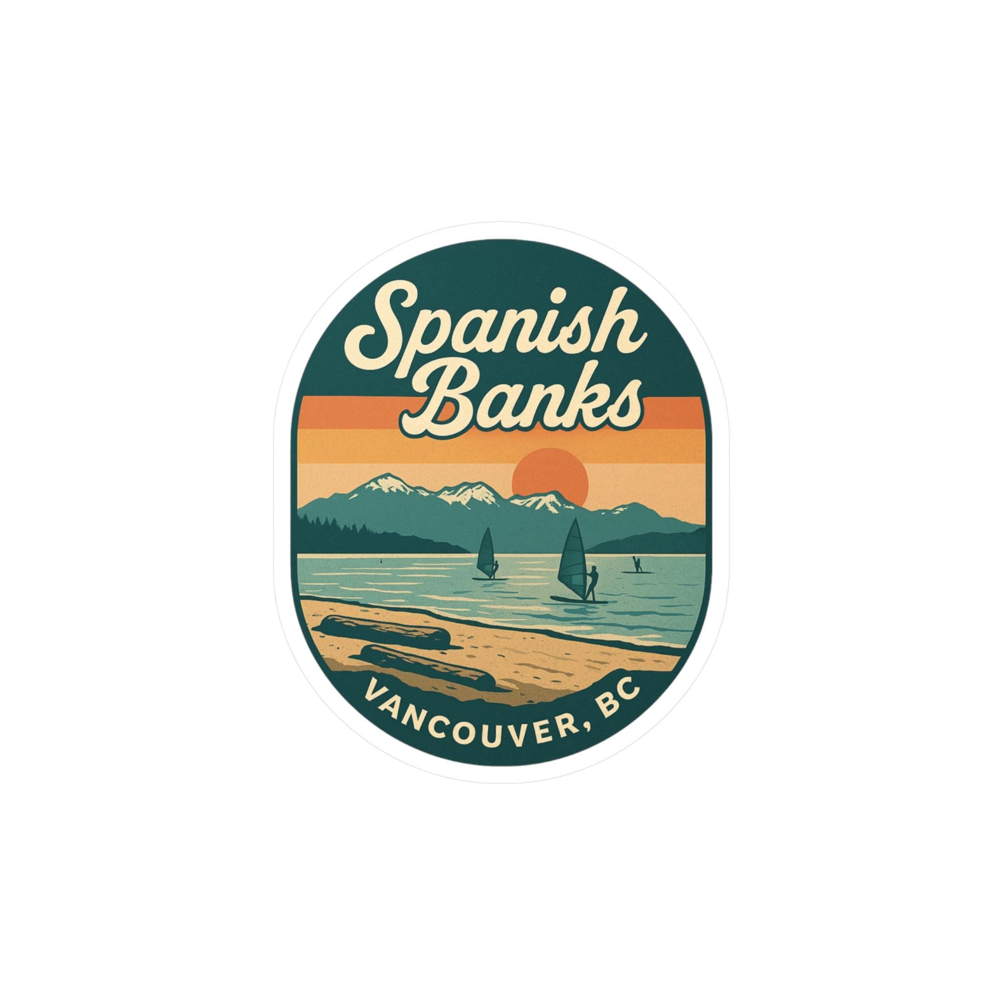 Vancouver Spanish Banks Sticker: Retro vintage Waterproof Vinyl Decal for Laptop, Tumbler